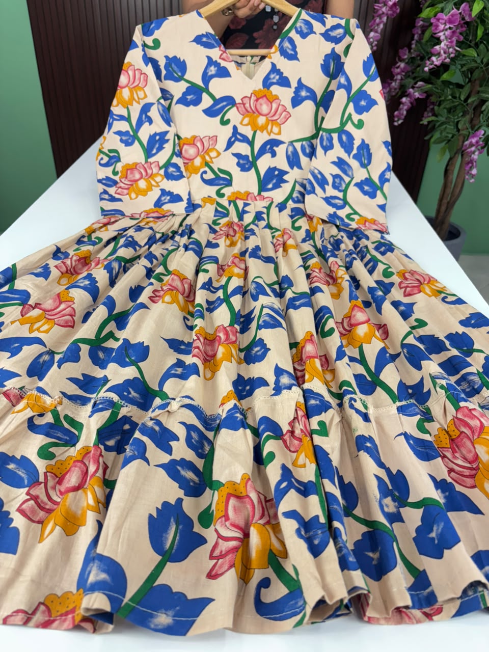 SS7207 Kalamkari Printed Cotton Frock