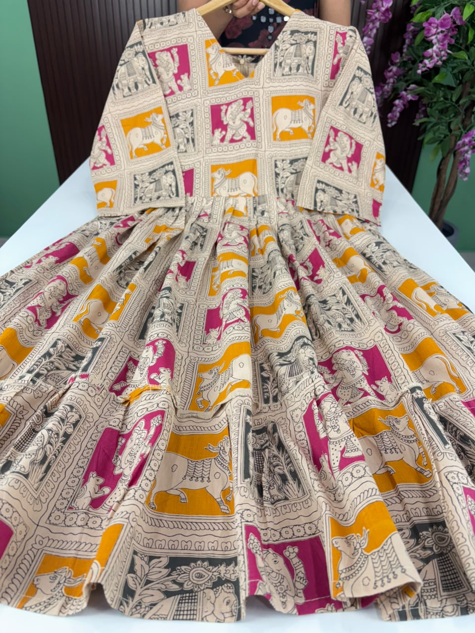 SS7208 Kalamkari Printed Cotton Frock