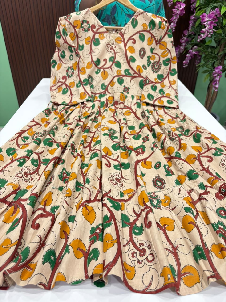 SS7210 Kalamkari Printed Cotton Frock