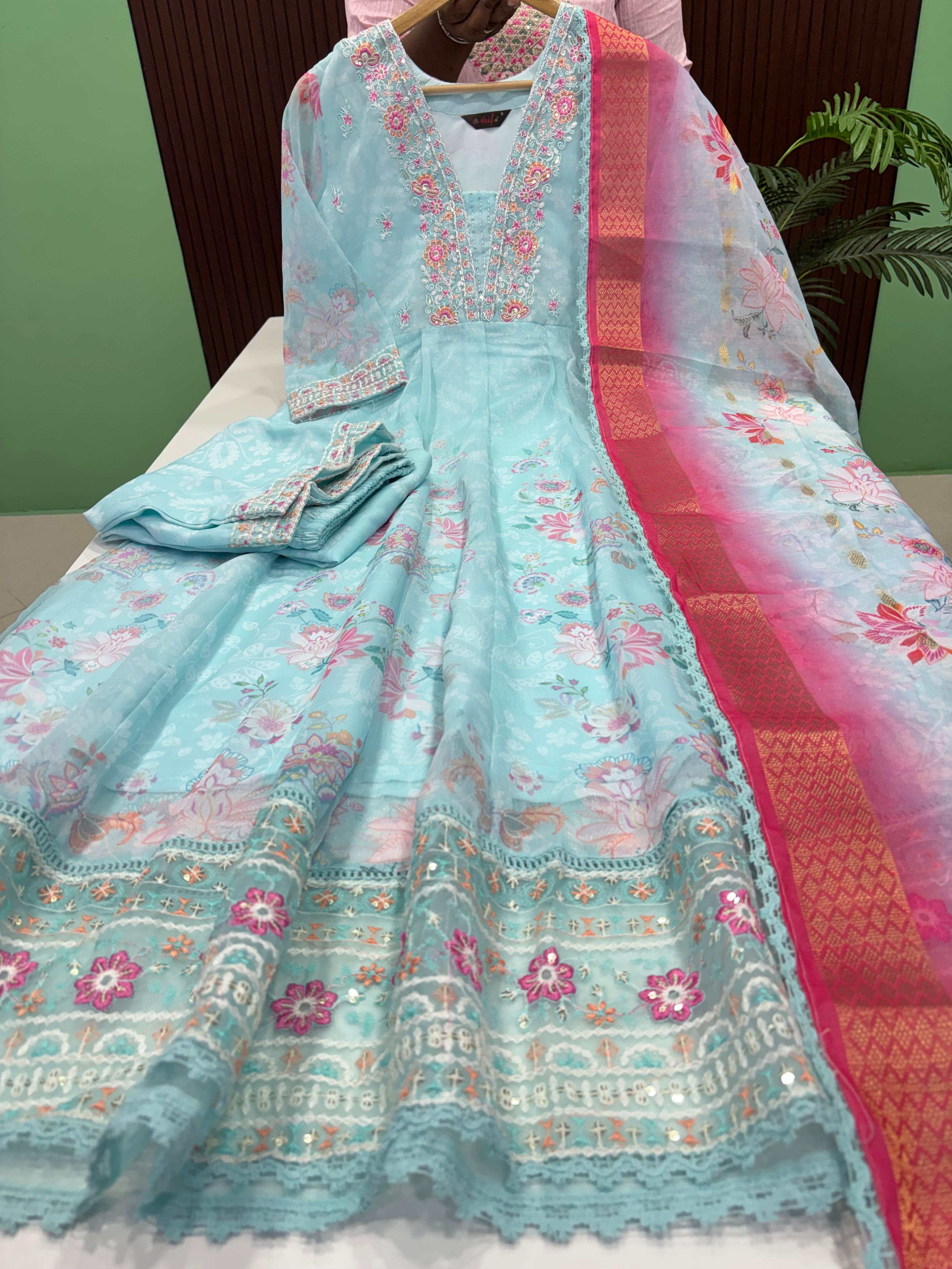 Premium Tissue Silk Anarkali Set