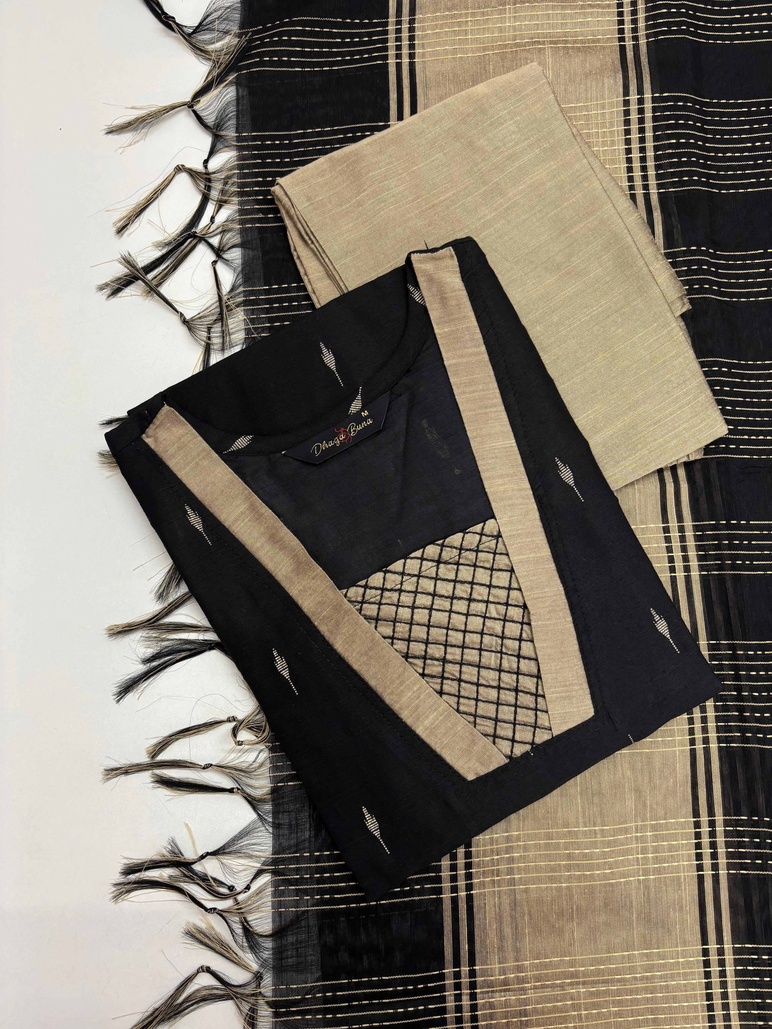 Raw Silk Kurti With Pant & Dupatta Set