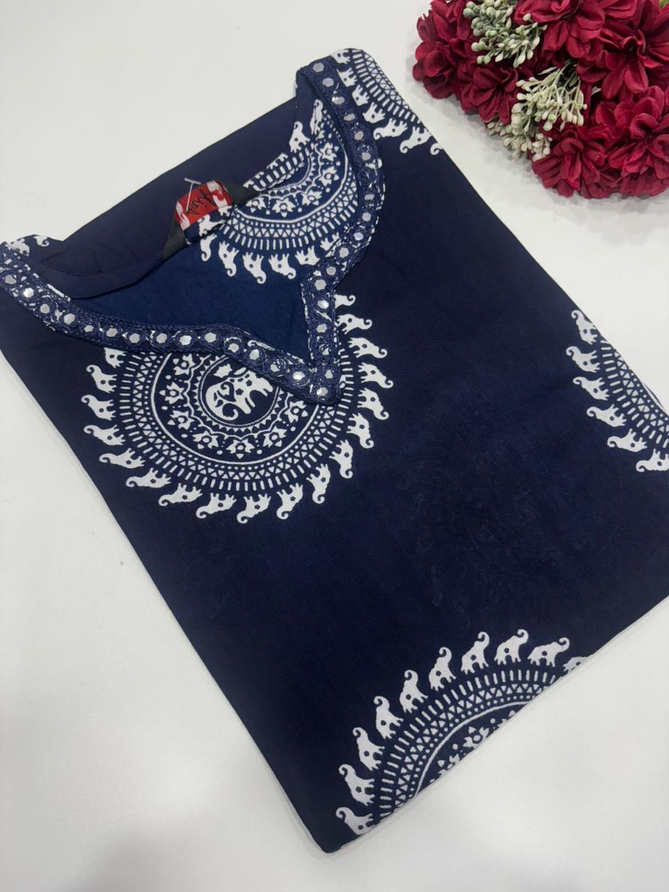 SS7261 Elegant Office Wear Rayon Kurti - Blue