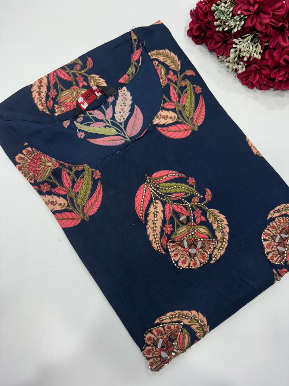 SS7257 Elegant Office Wear Rayon Kurti