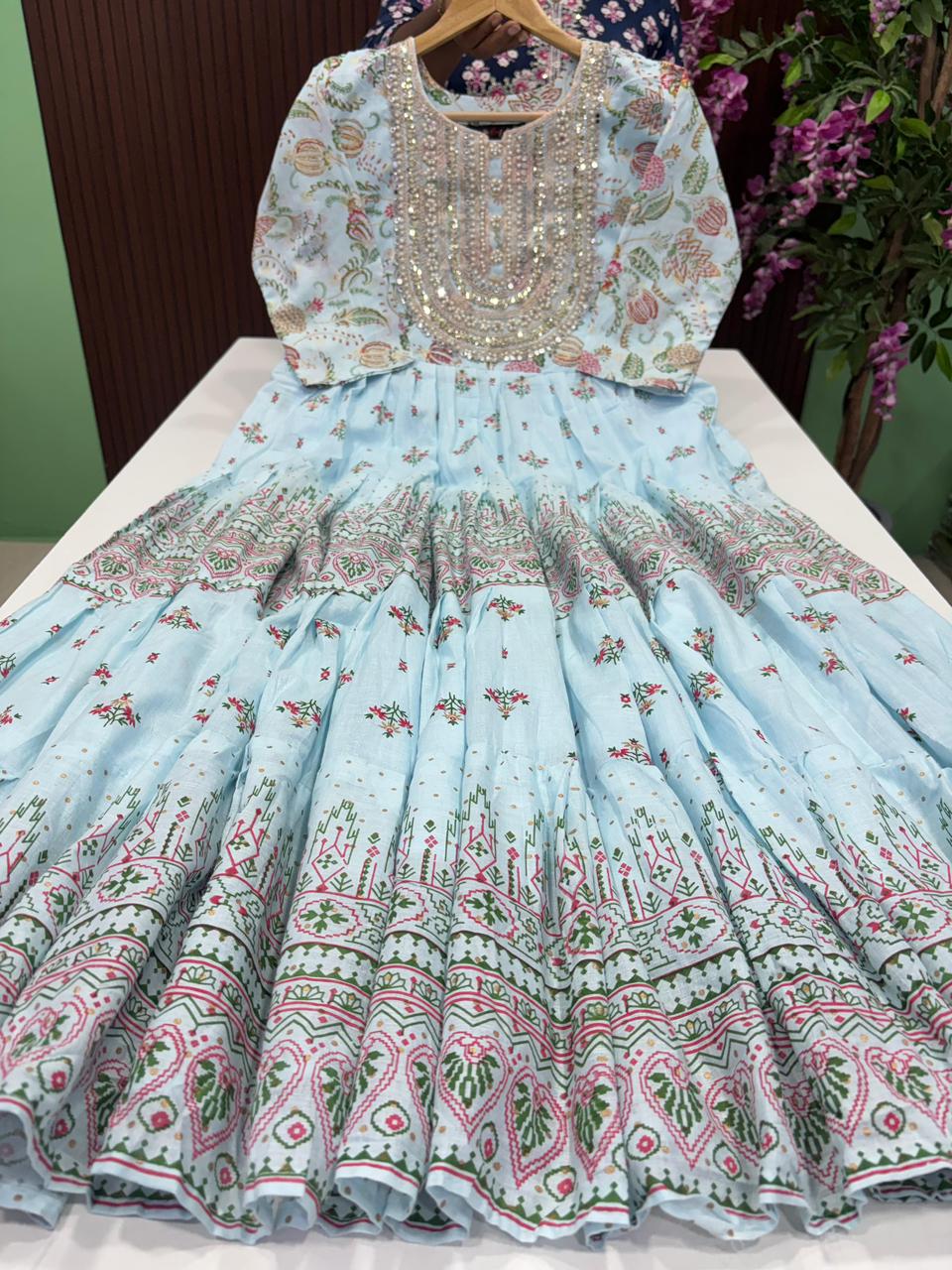 SS7262 Mul Cotton 3 Tier Flared Maxi
