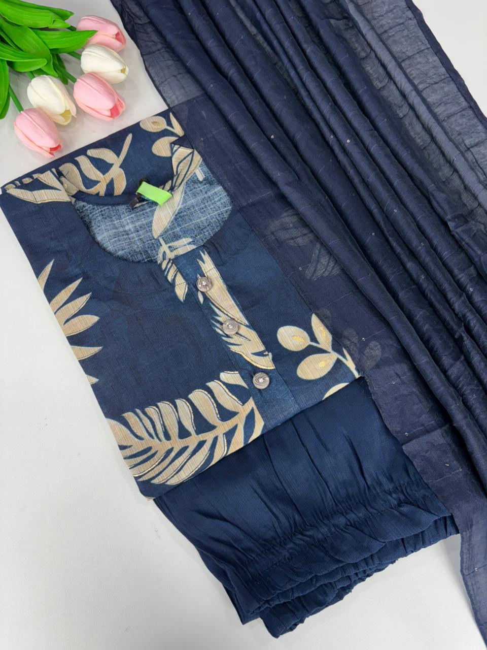 SS7282 Vatican Silk Salwar Set - Navy blue
