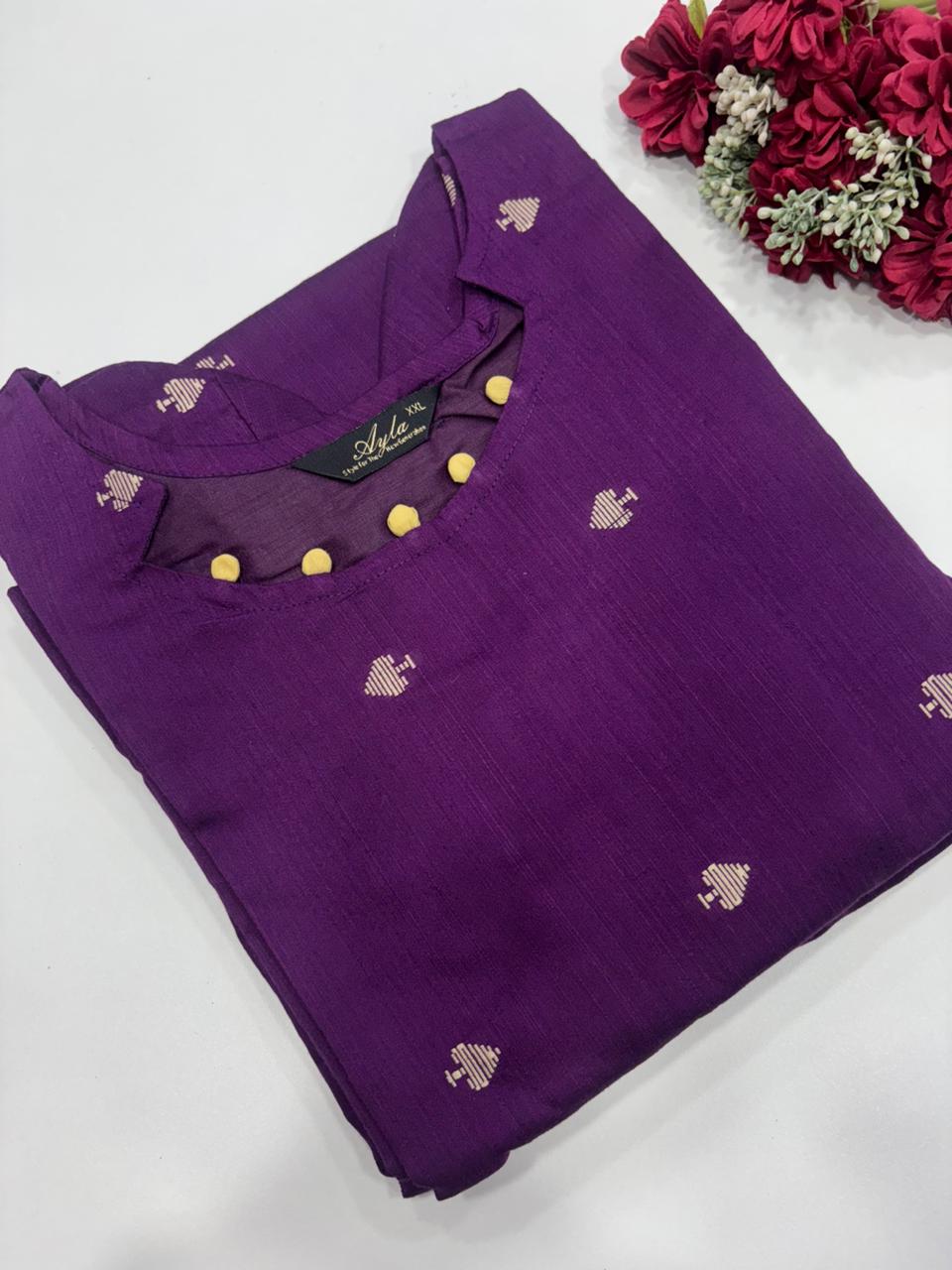 SS7337 Premium Raw Silk Kurti - U NECK DESIGN