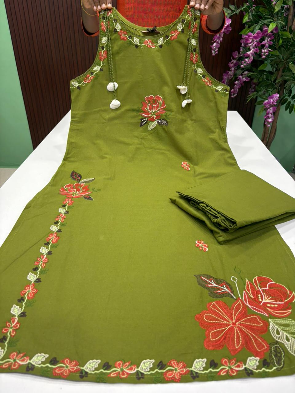 SS7345 Premium Embroidered Cotton Co-ord Set