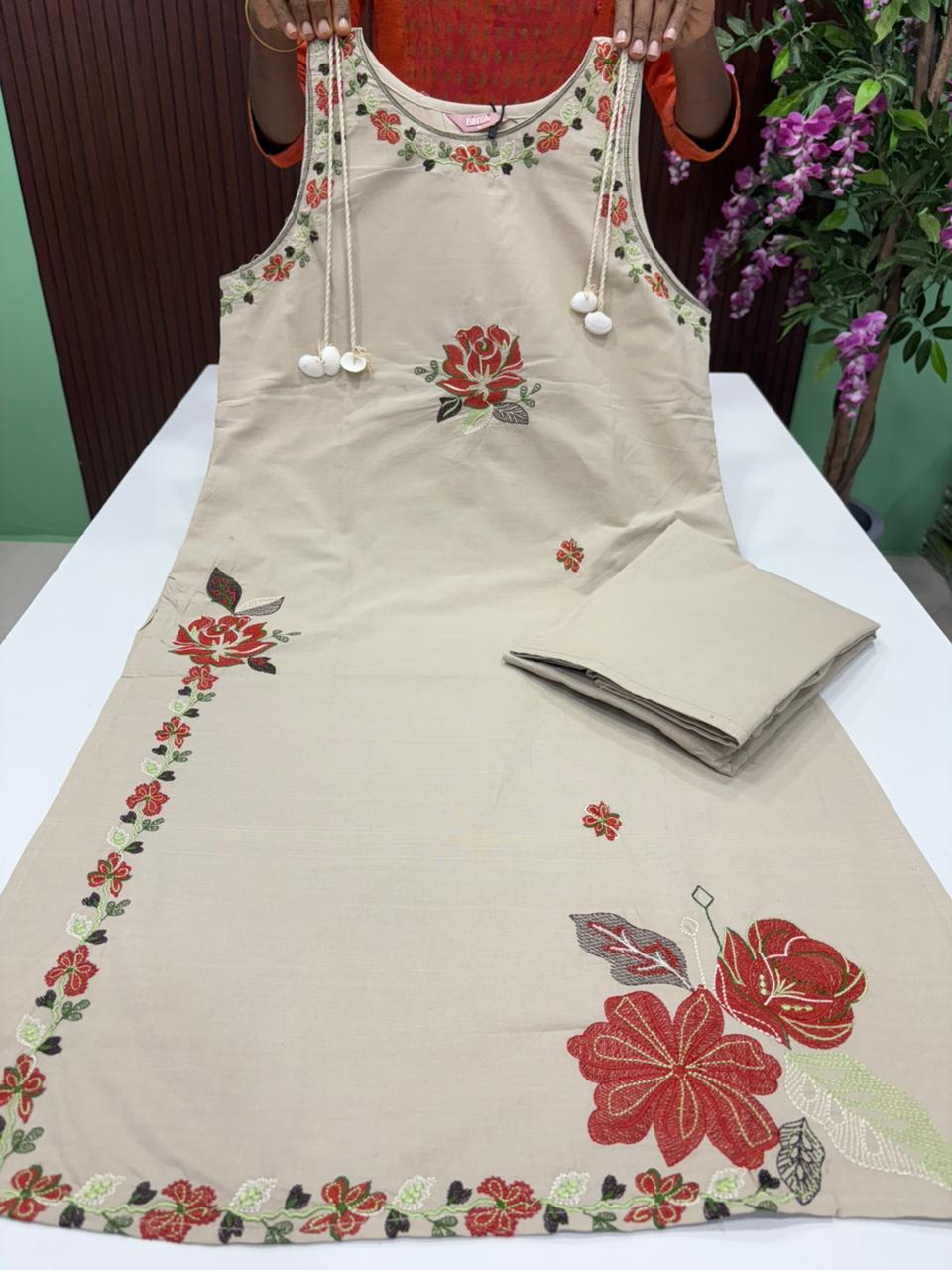 SS7344 Premium Embroidered Cotton Co-ord Set