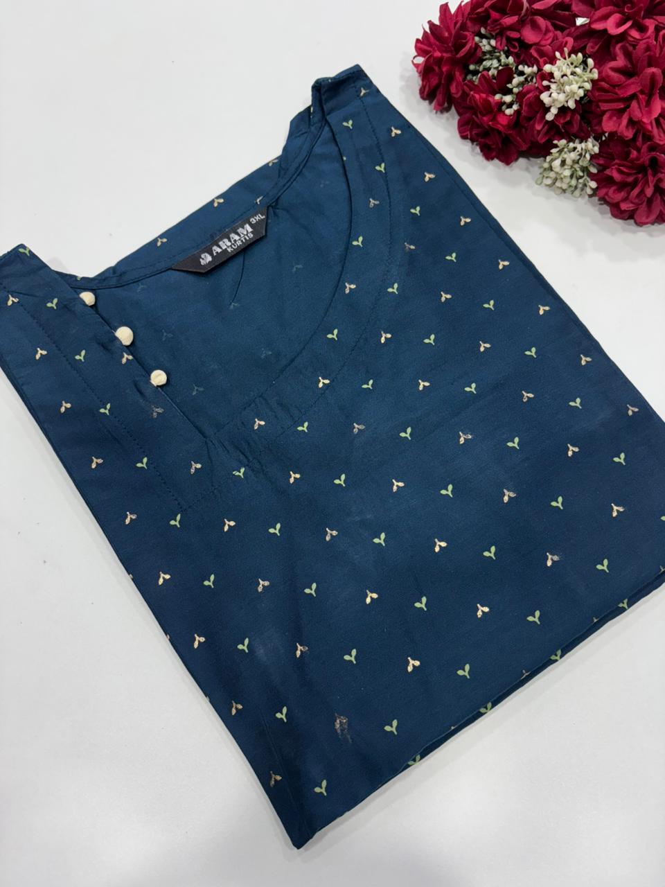 SS7368 Silk Printed Side Open Kurti
