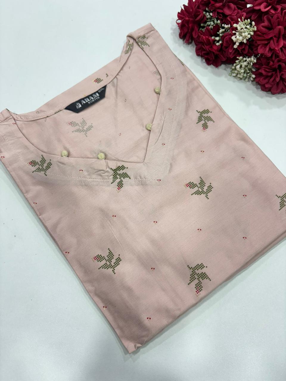 SS7364 Silk Printed Side Open Kurti