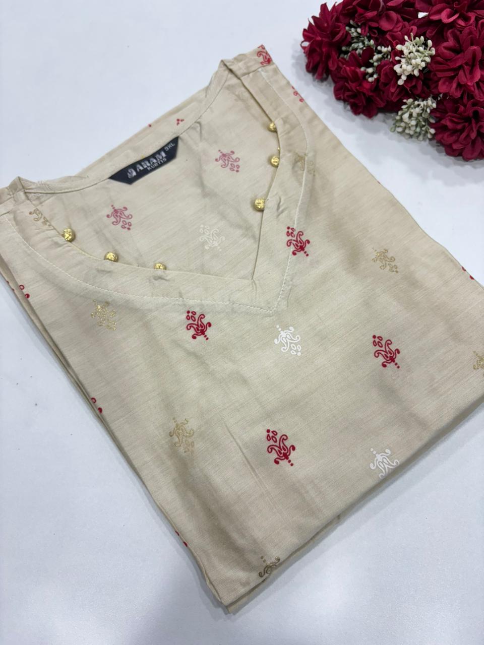 SS7366 Silk Printed Side Open Kurti