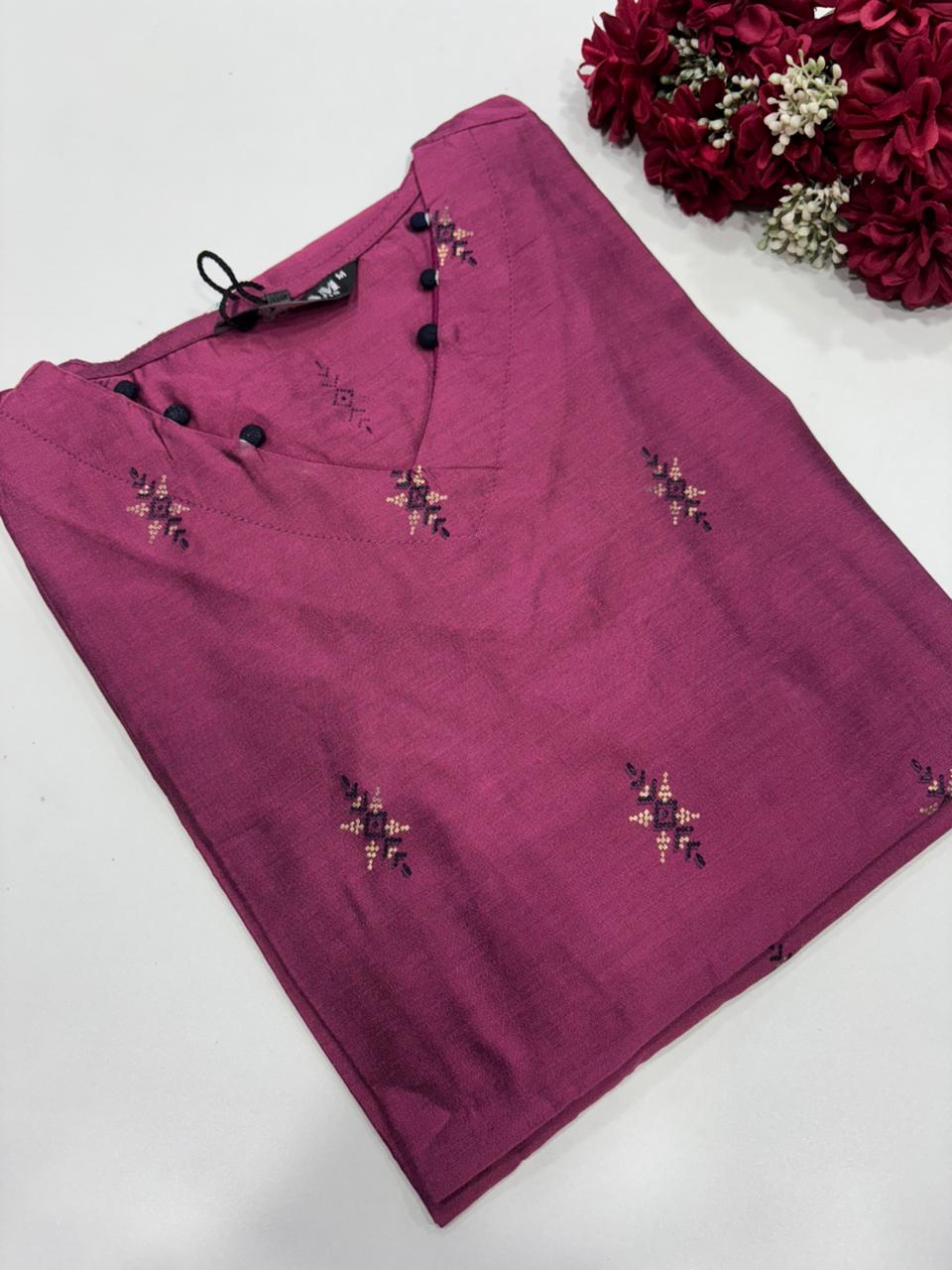 SS7365 Silk Printed Side Open Kurti