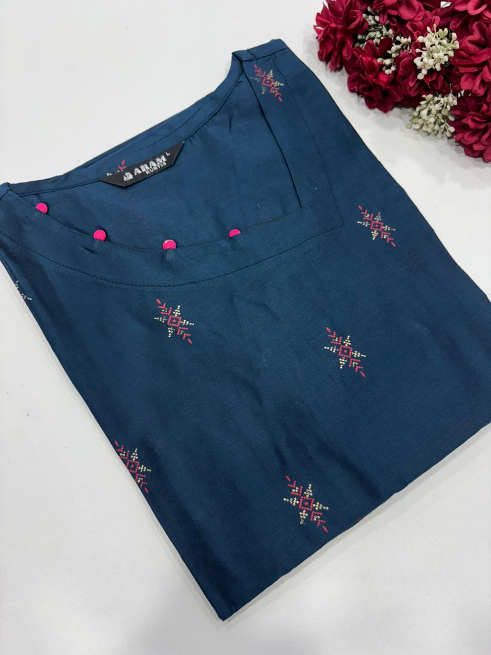 SS7359 Silk Printed Side Open Kurti
