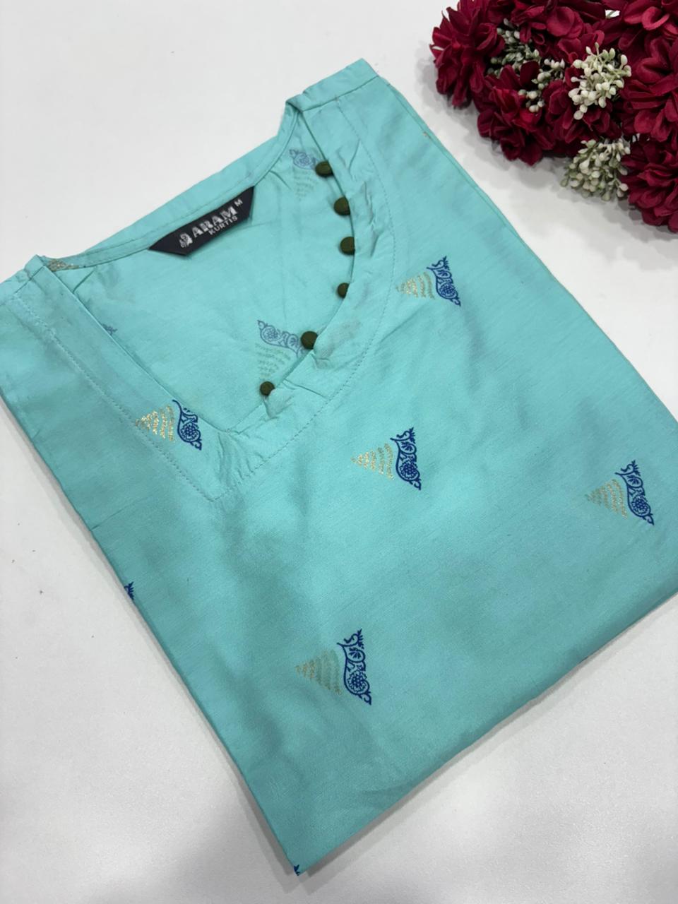 SS7355 Silk Printed Side Open Kurti