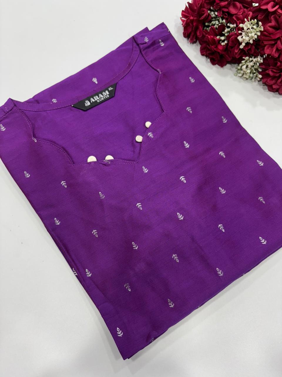 SS7358 Silk Printed Side Open Kurti