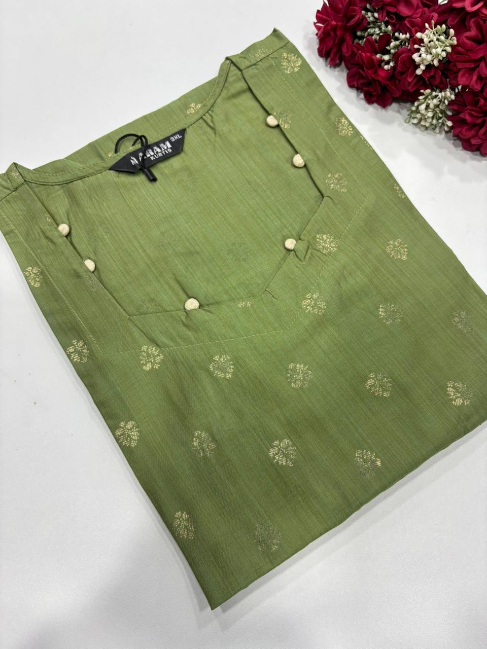 SS7357 Silk Printed Side Open Kurti