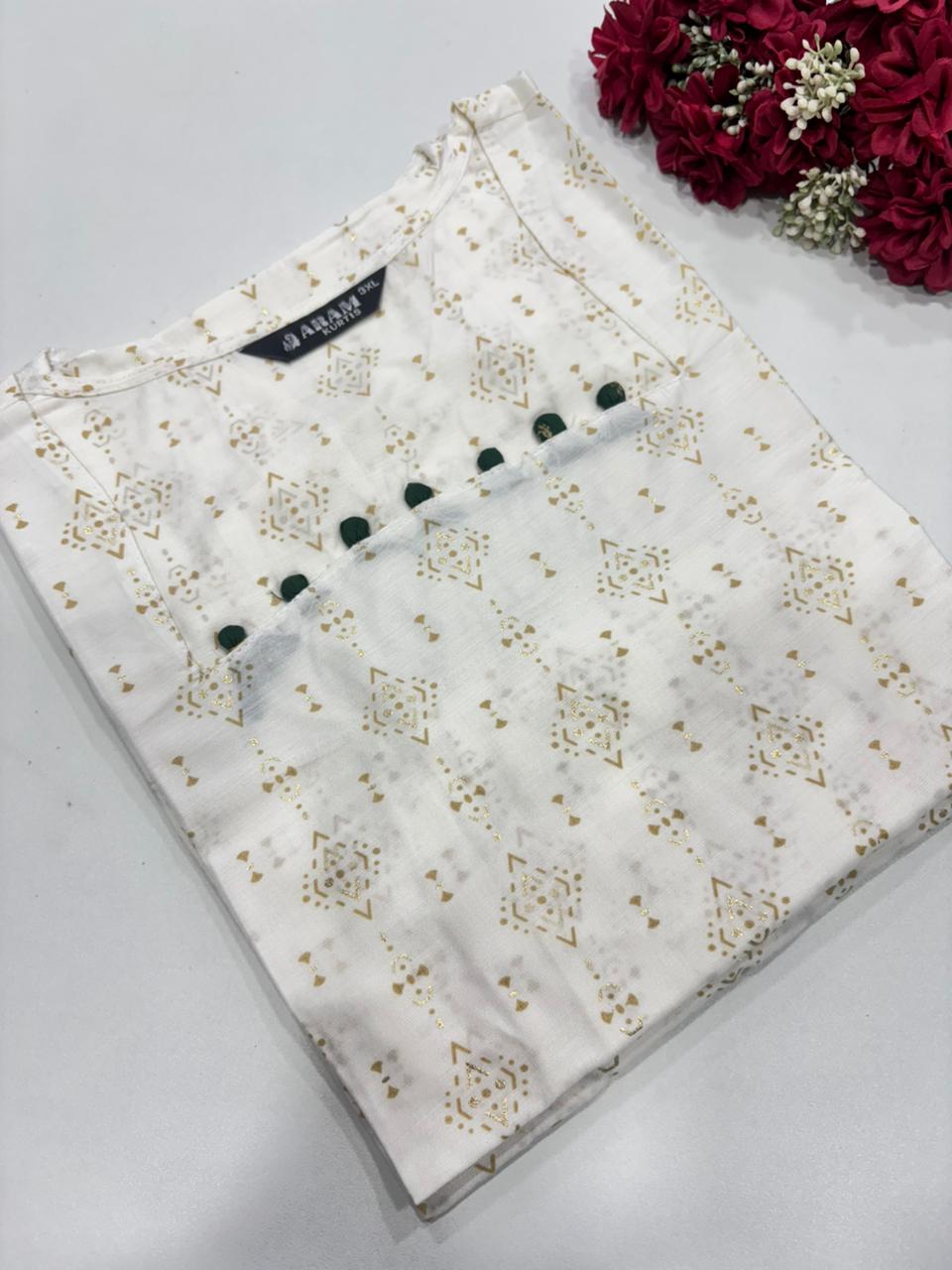 SS7349 Silk Printed Side Open Kurti