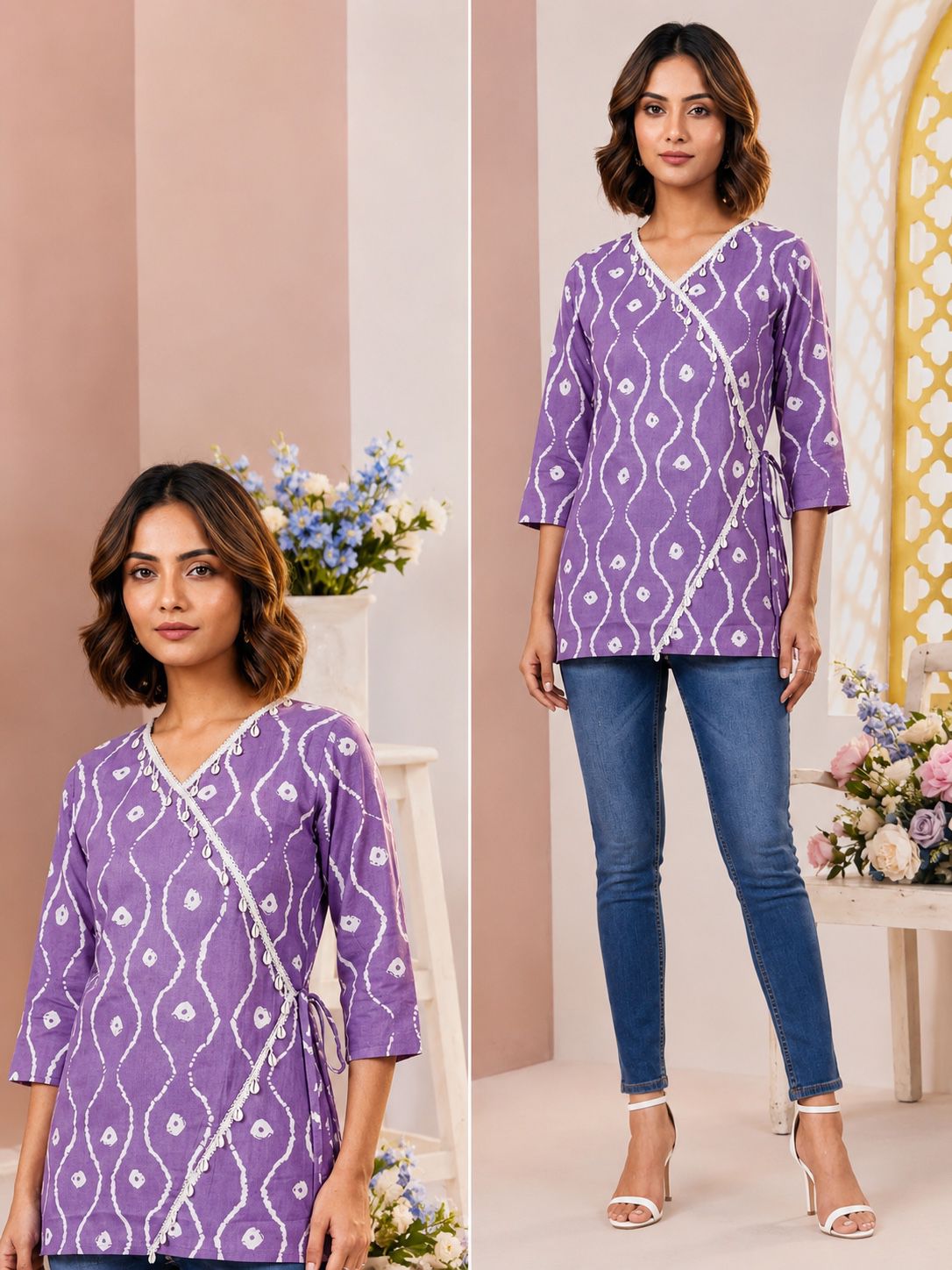 SS7424 Trendy Ethnic Cotton Short Kurti