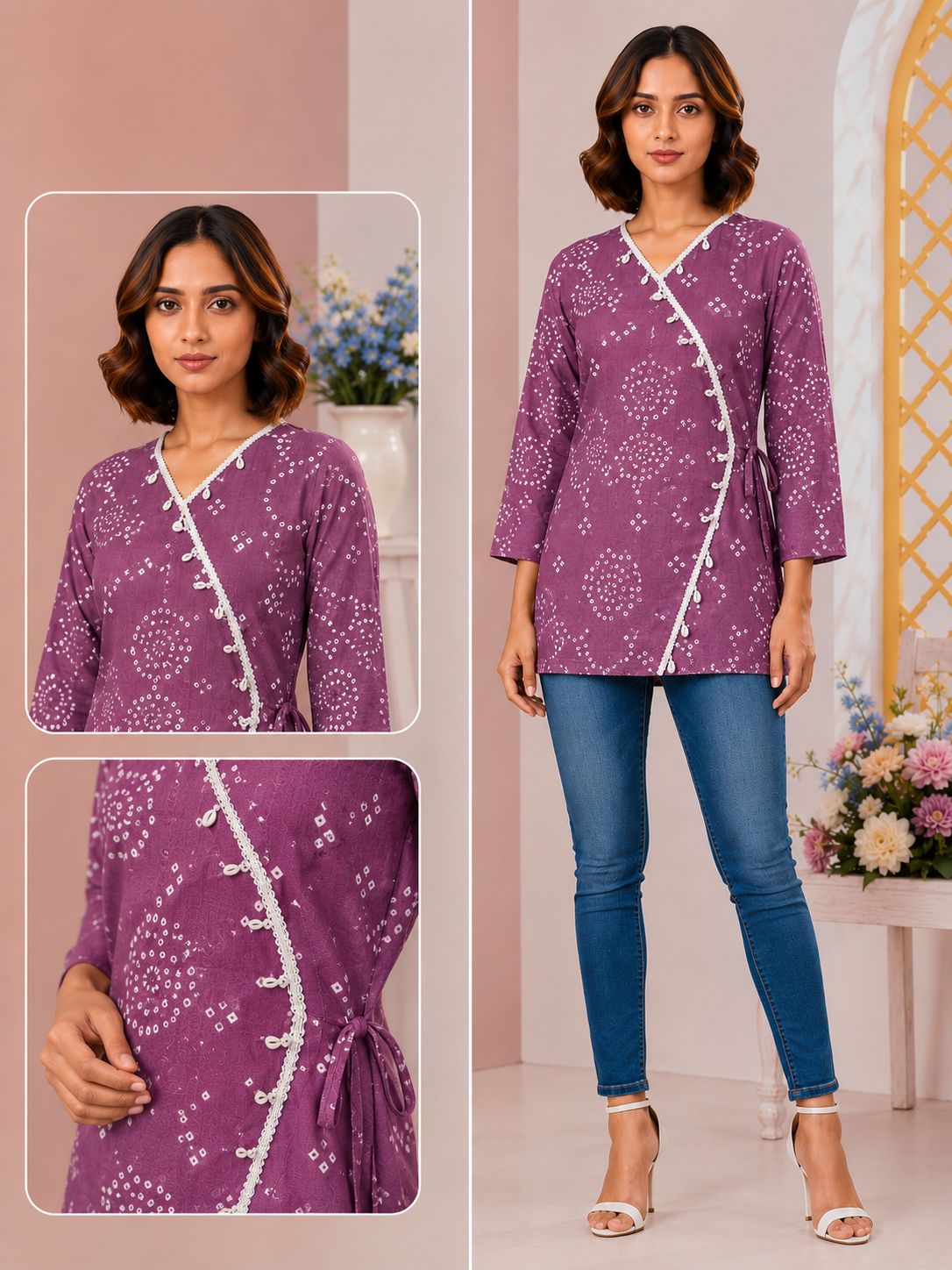 SS7425 Trendy Ethnic Cotton Short Kurti