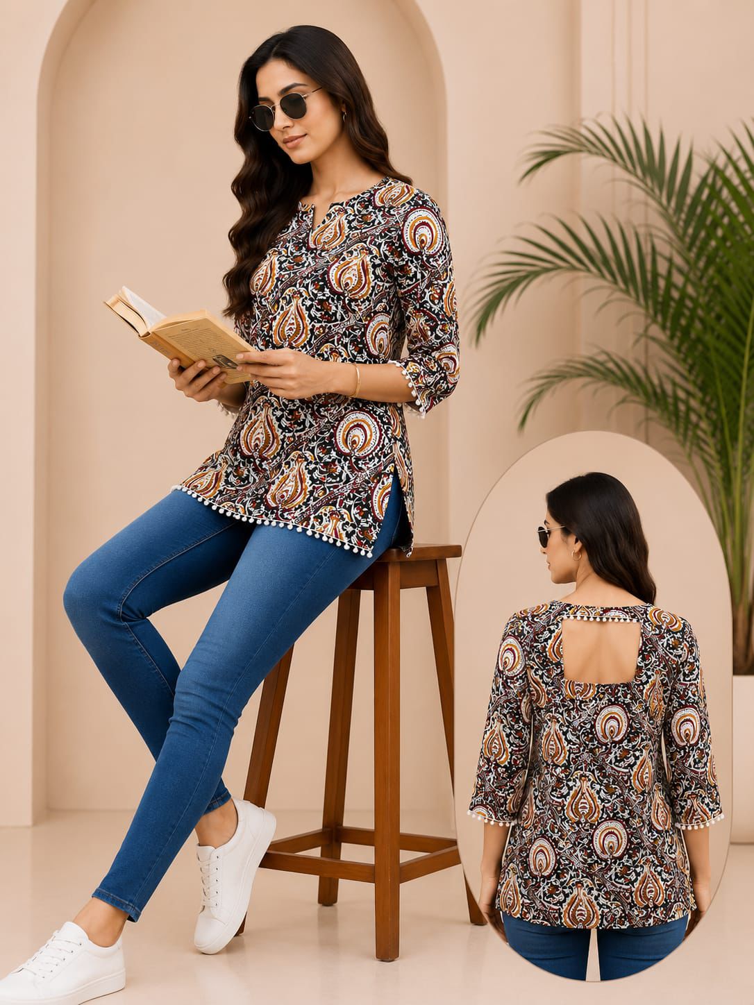 SS7430 Trendy Ethnic Cotton Short Kurti