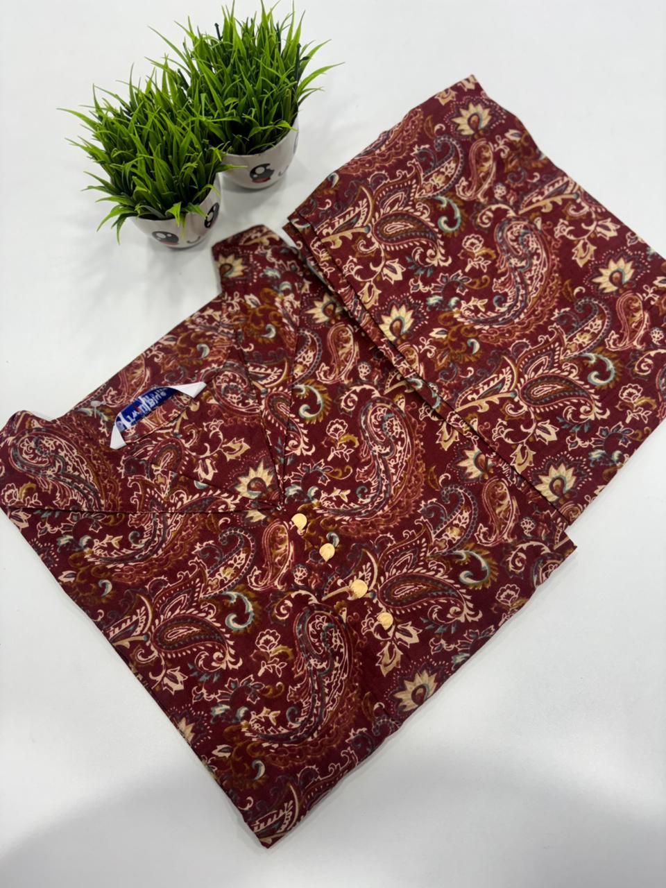 SS7477 Kalamkari Cotton Co-ord Set