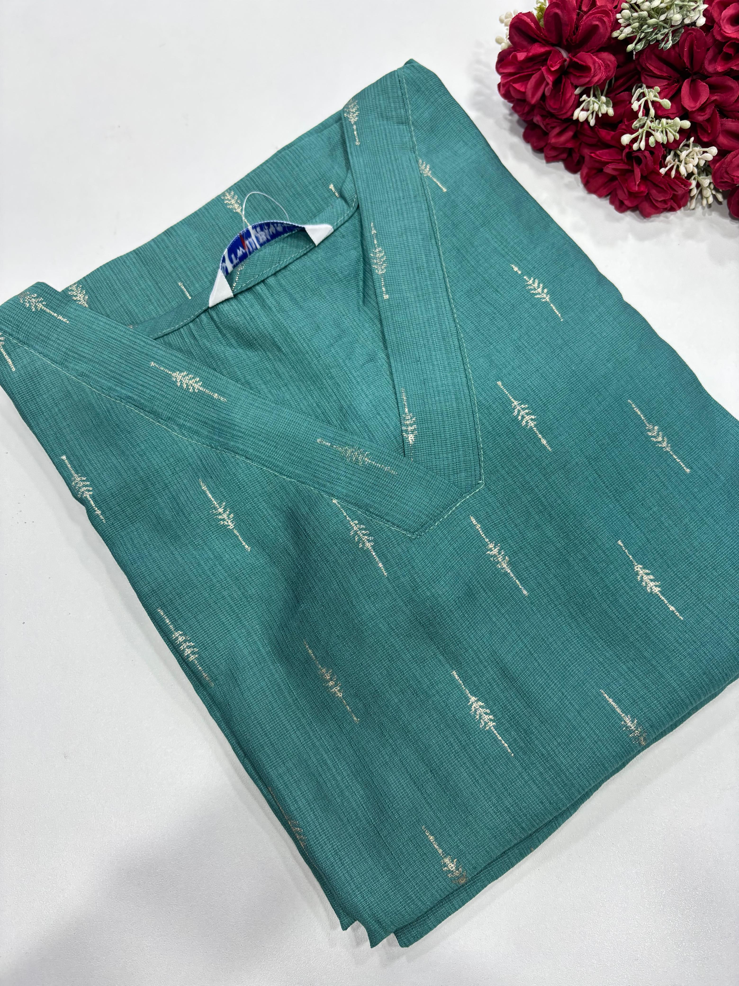 SS7540 Elegant V-Neck Design Vatican Silk Kurti