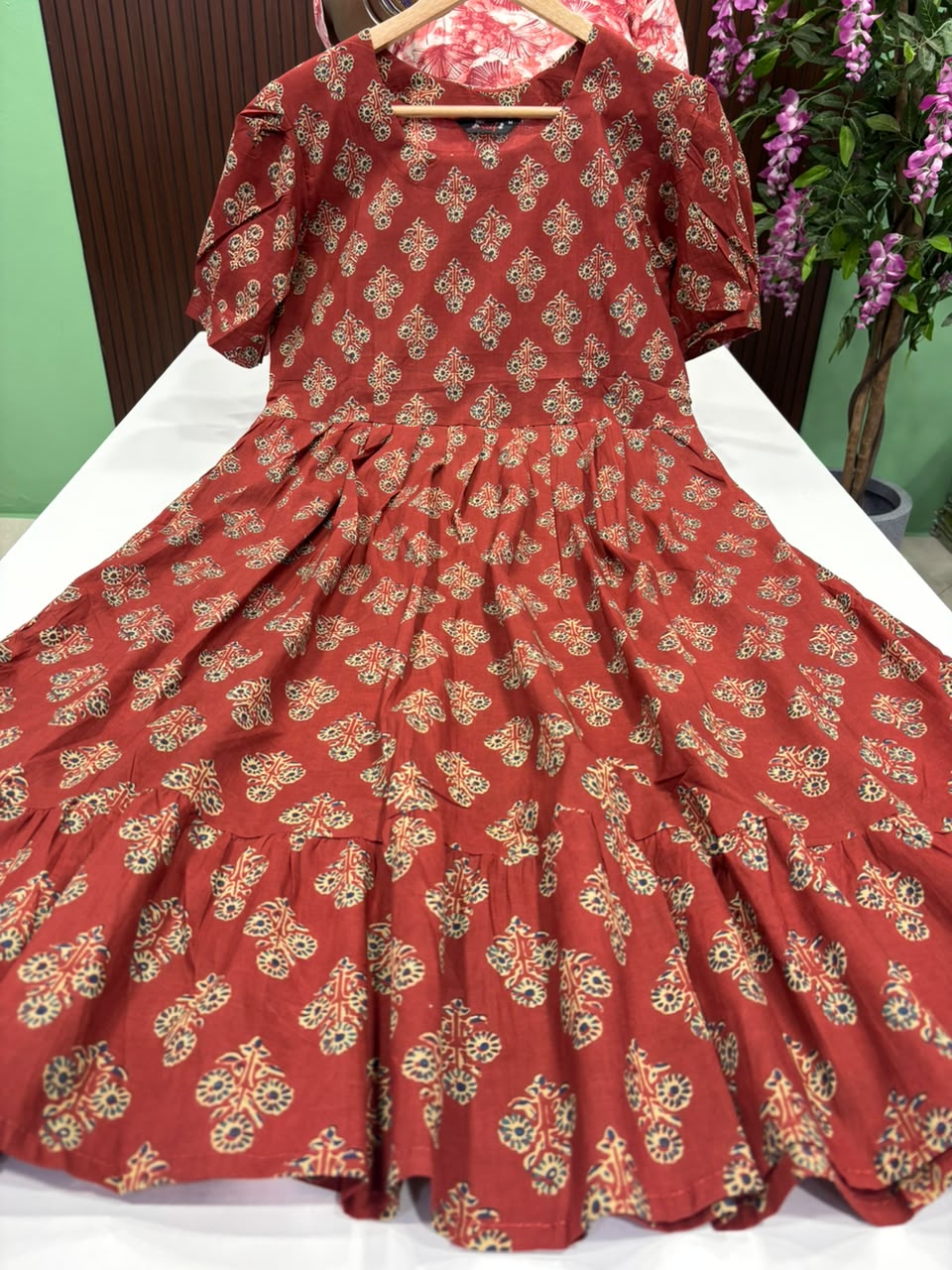 SS7572 Kalamkari Printed Cotton Frock