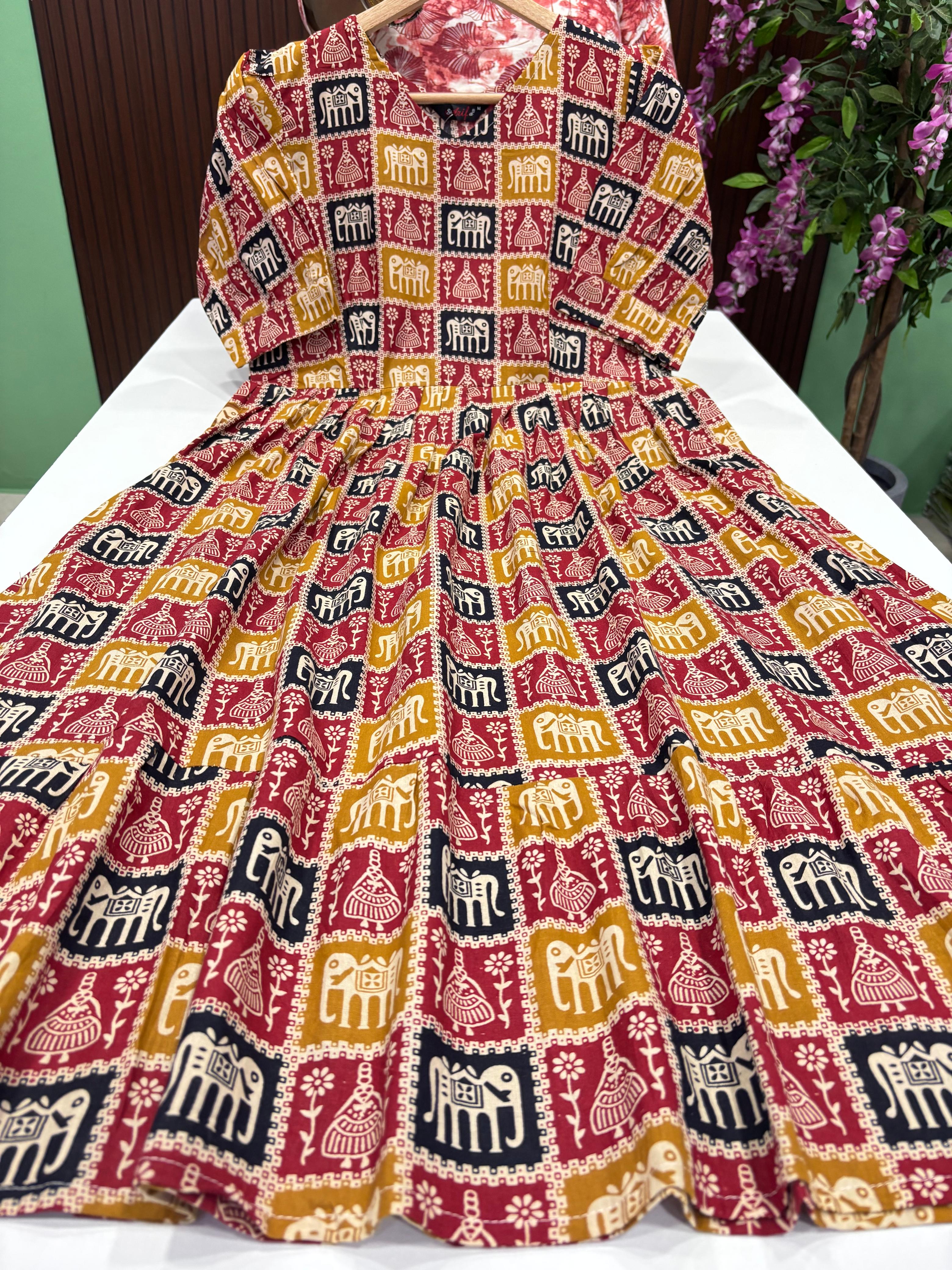 SS7578 Kalamkari Printed Cotton Frock