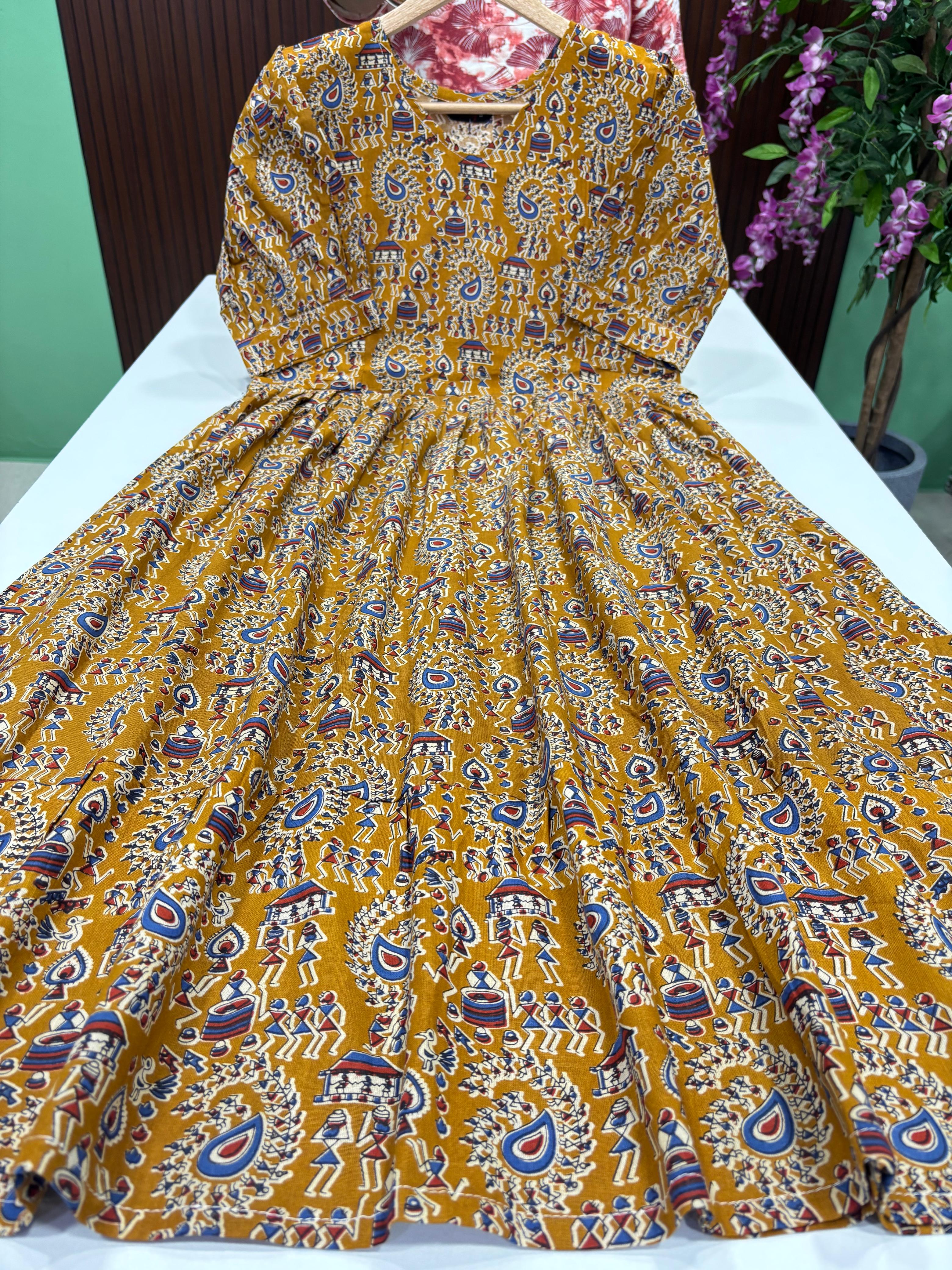 SS7577 Kalamkari Printed Cotton Frock