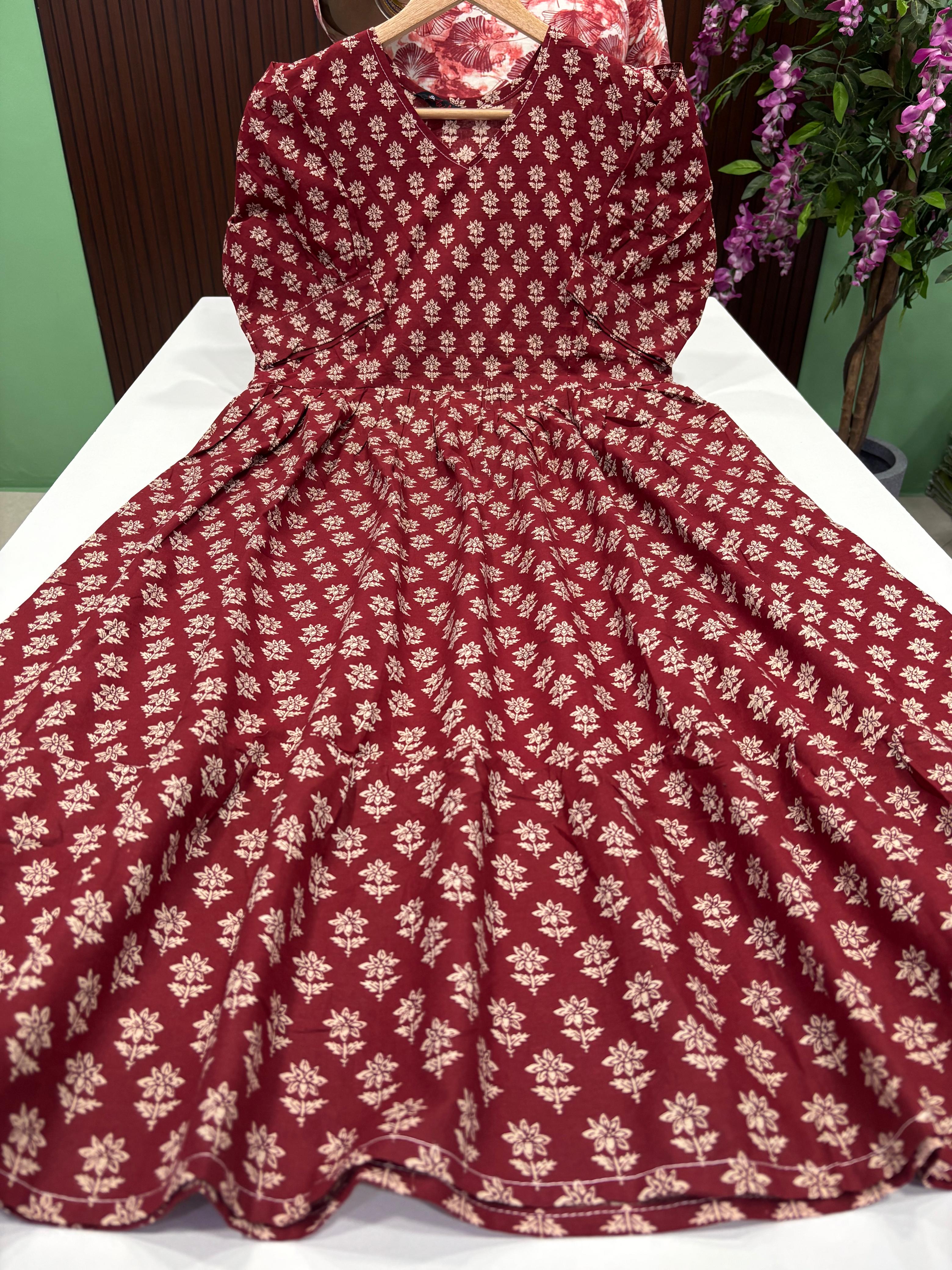 SS7579 Kalamkari Printed Cotton Frock