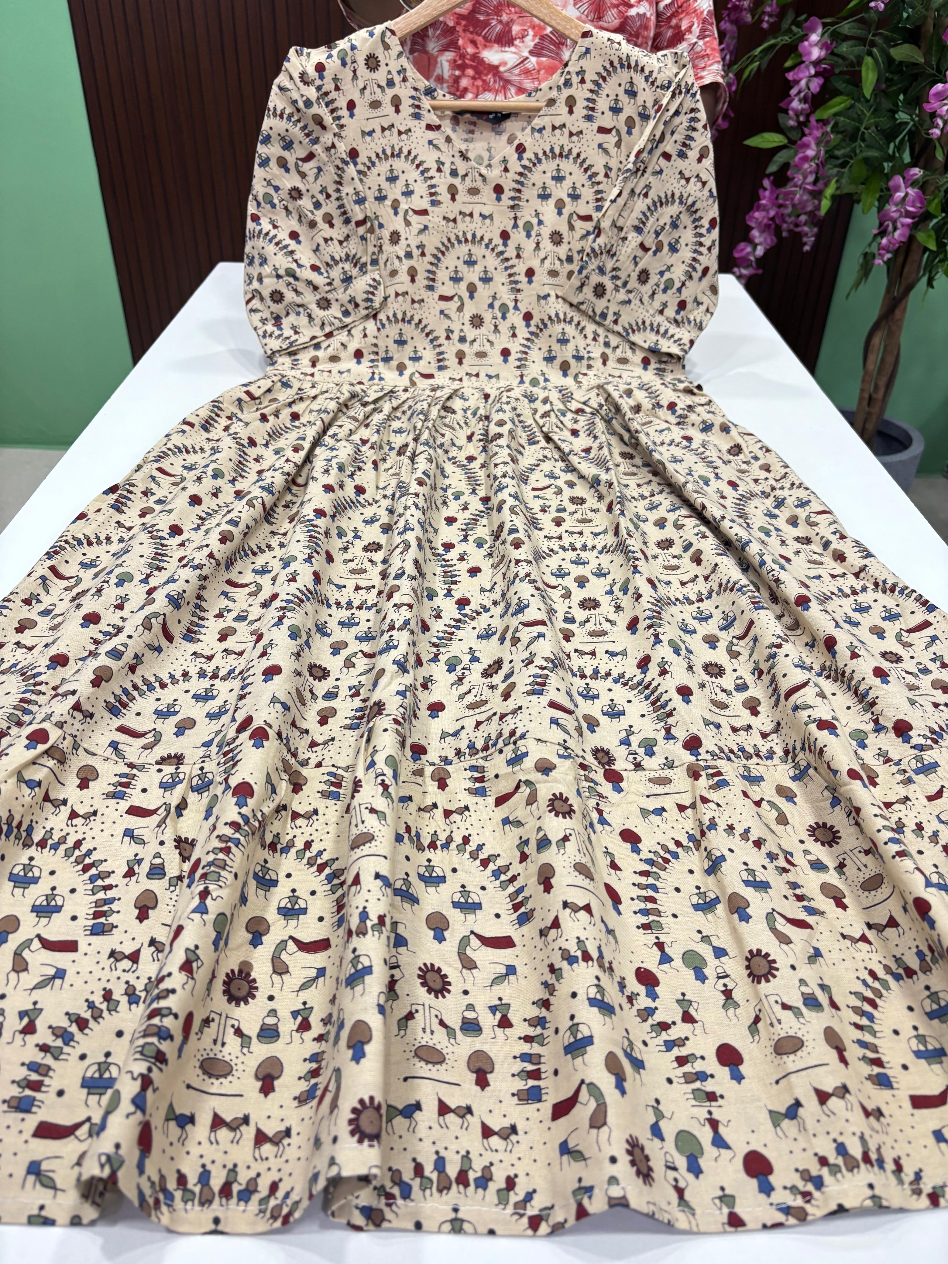 SS7583 Kalamkari Printed Cotton Frock
