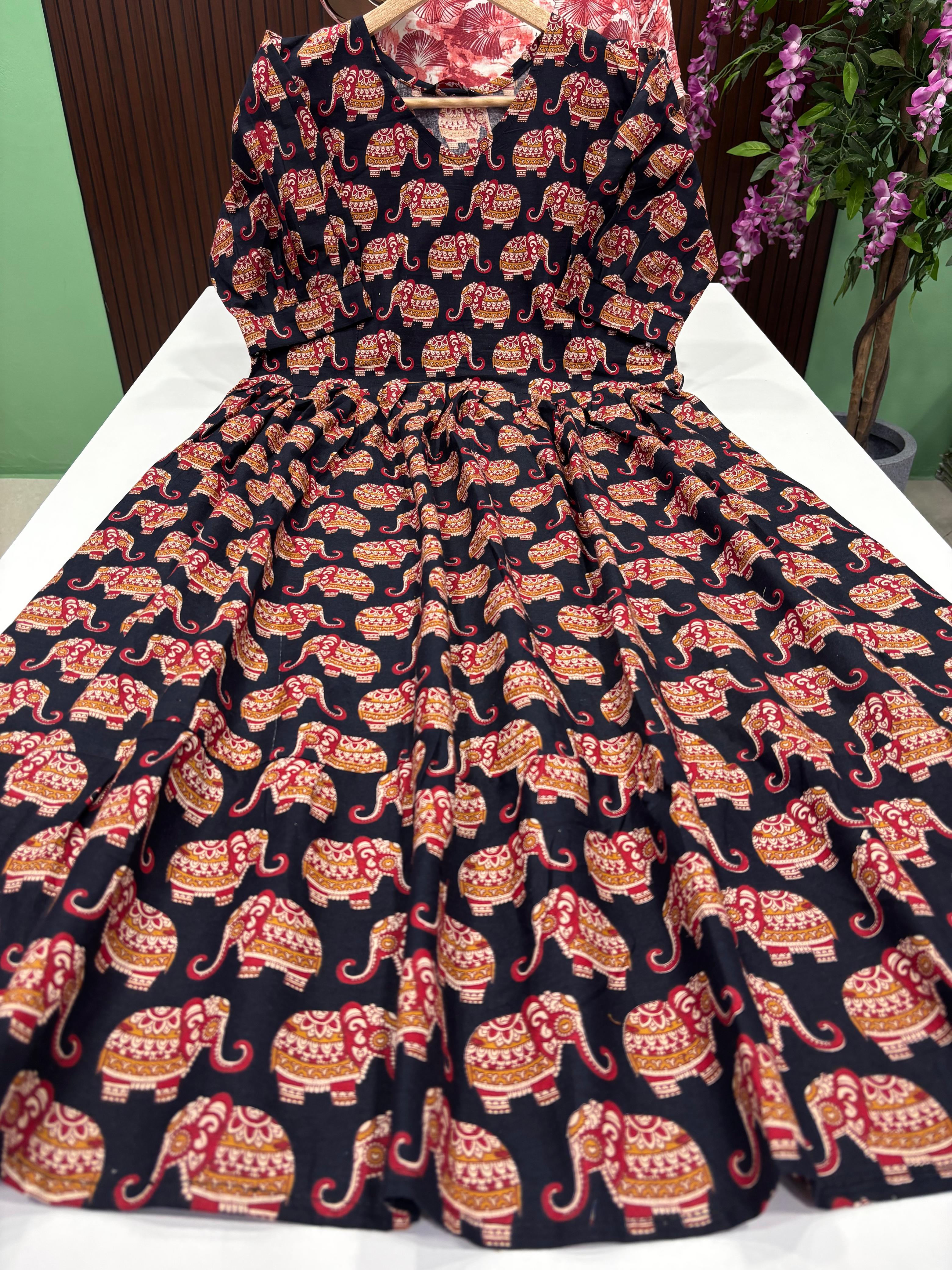 SS7581 Kalamkari Printed Cotton Frock