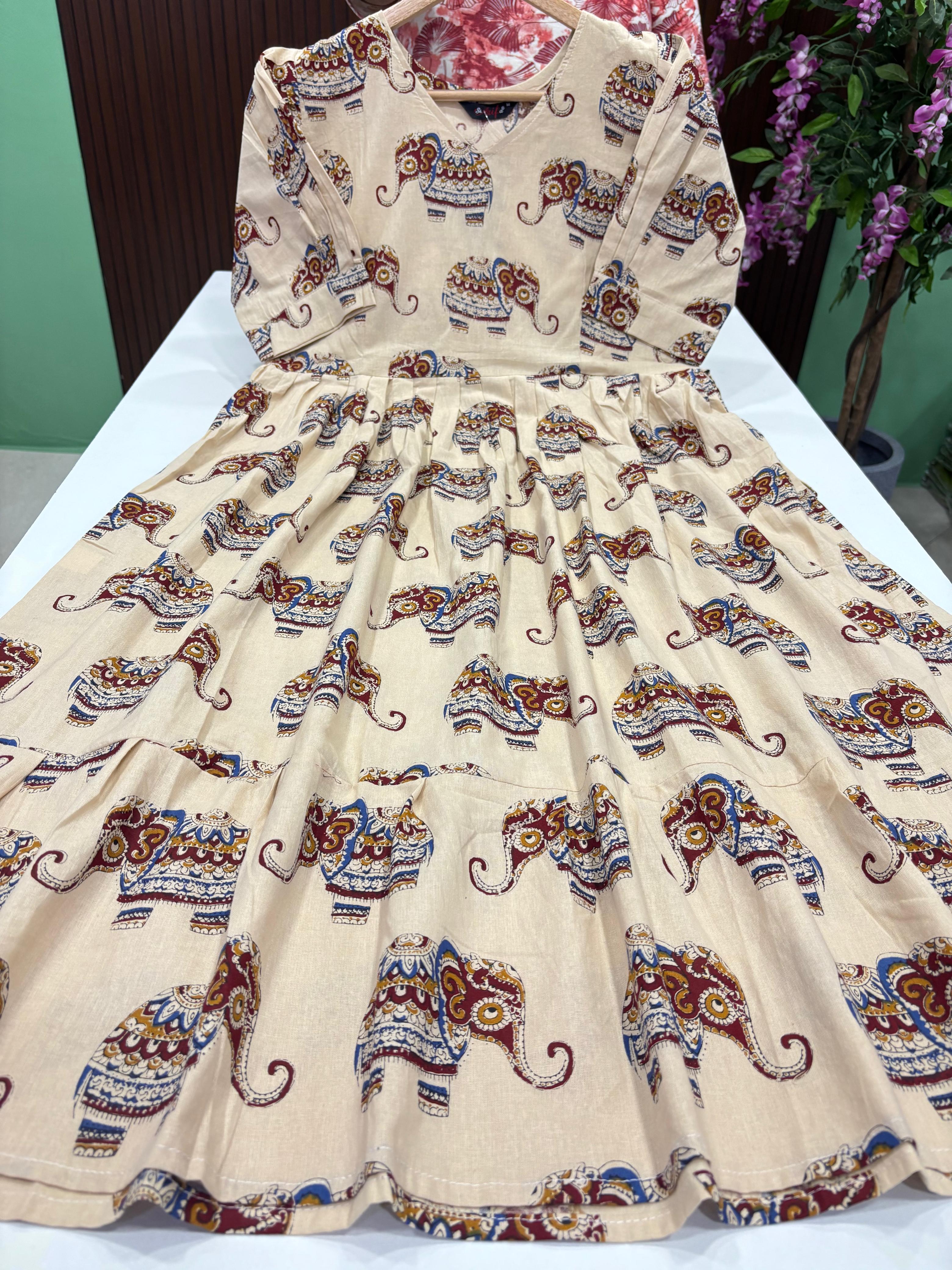 SS7582 Kalamkari Printed Cotton Frock
