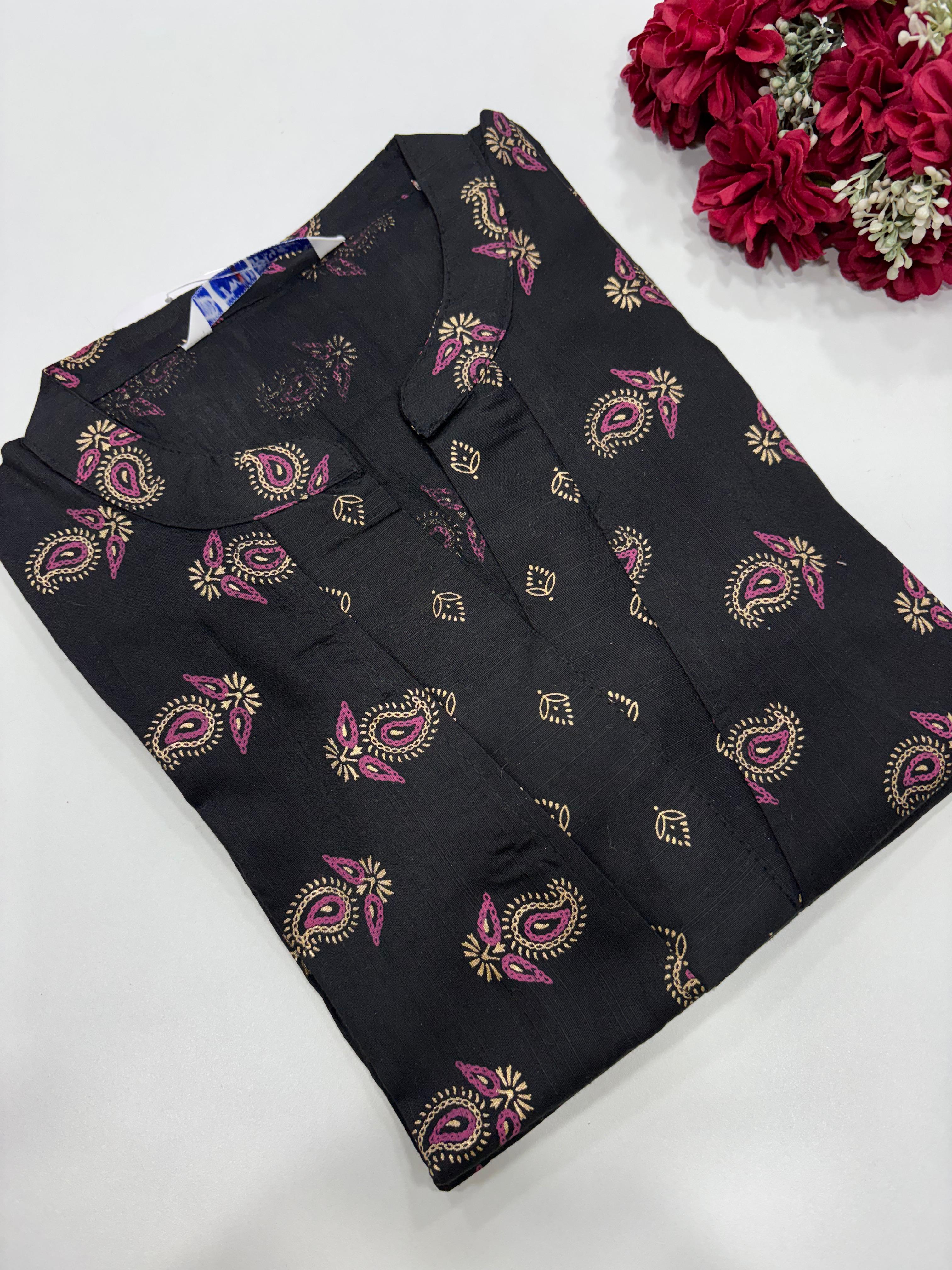 SS7663 Festive Silk Printed Kurti