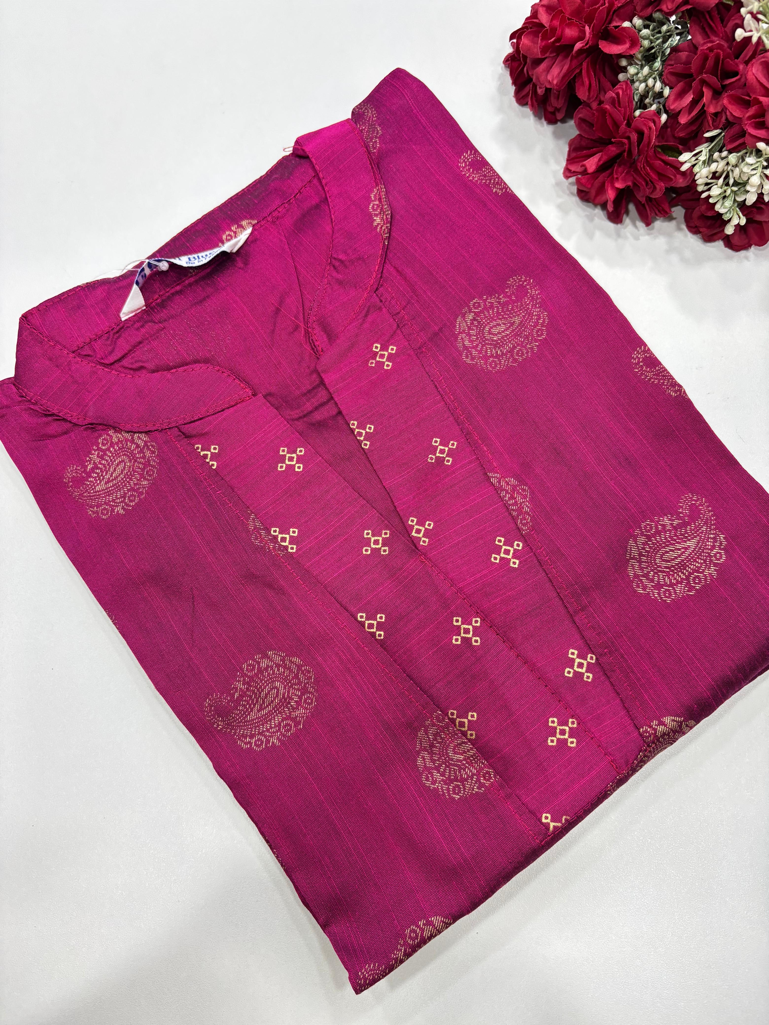 SS7664 Festive Silk Printed Kurti