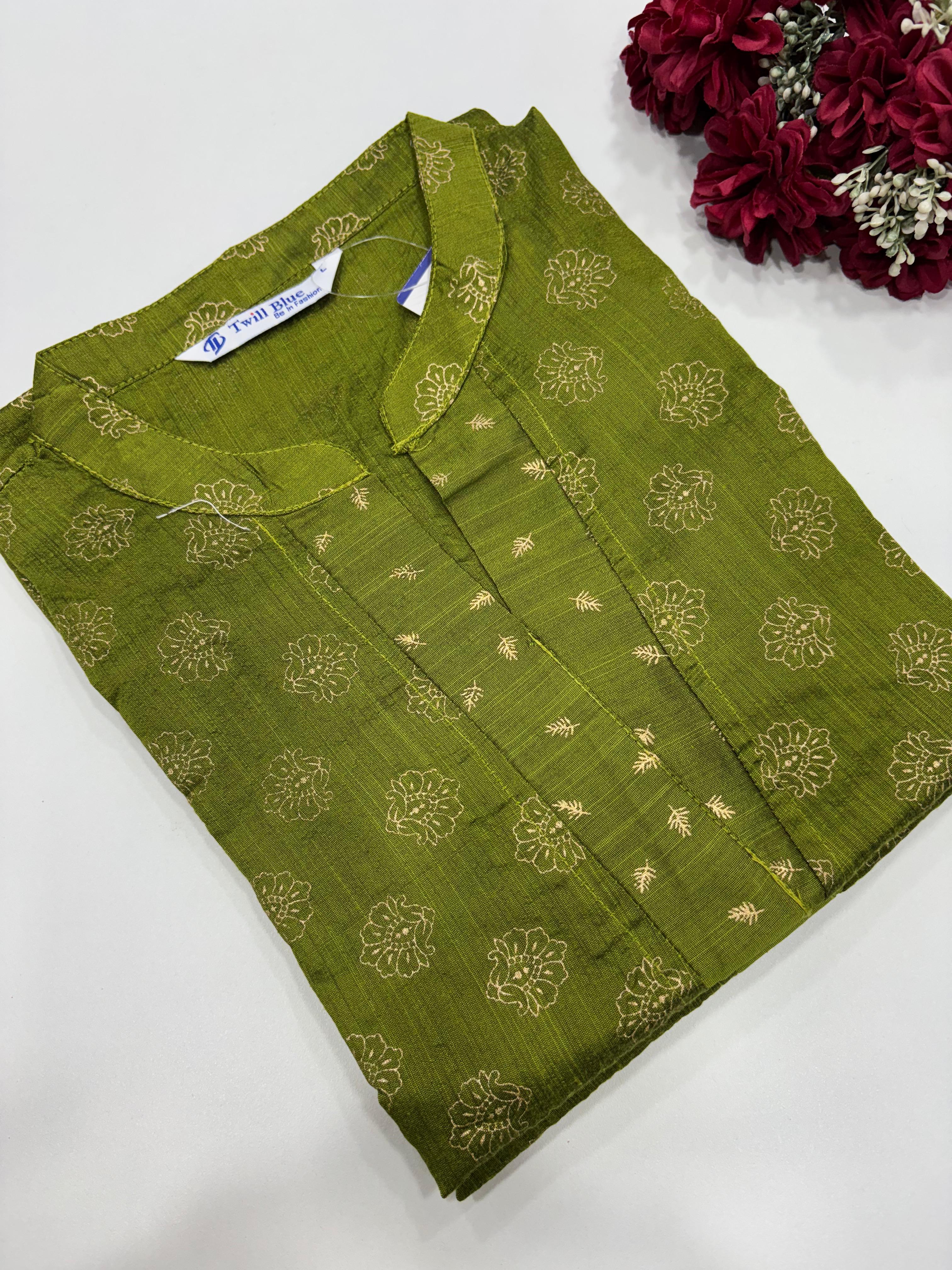 SS7669 Festive Silk Printed Kurti
