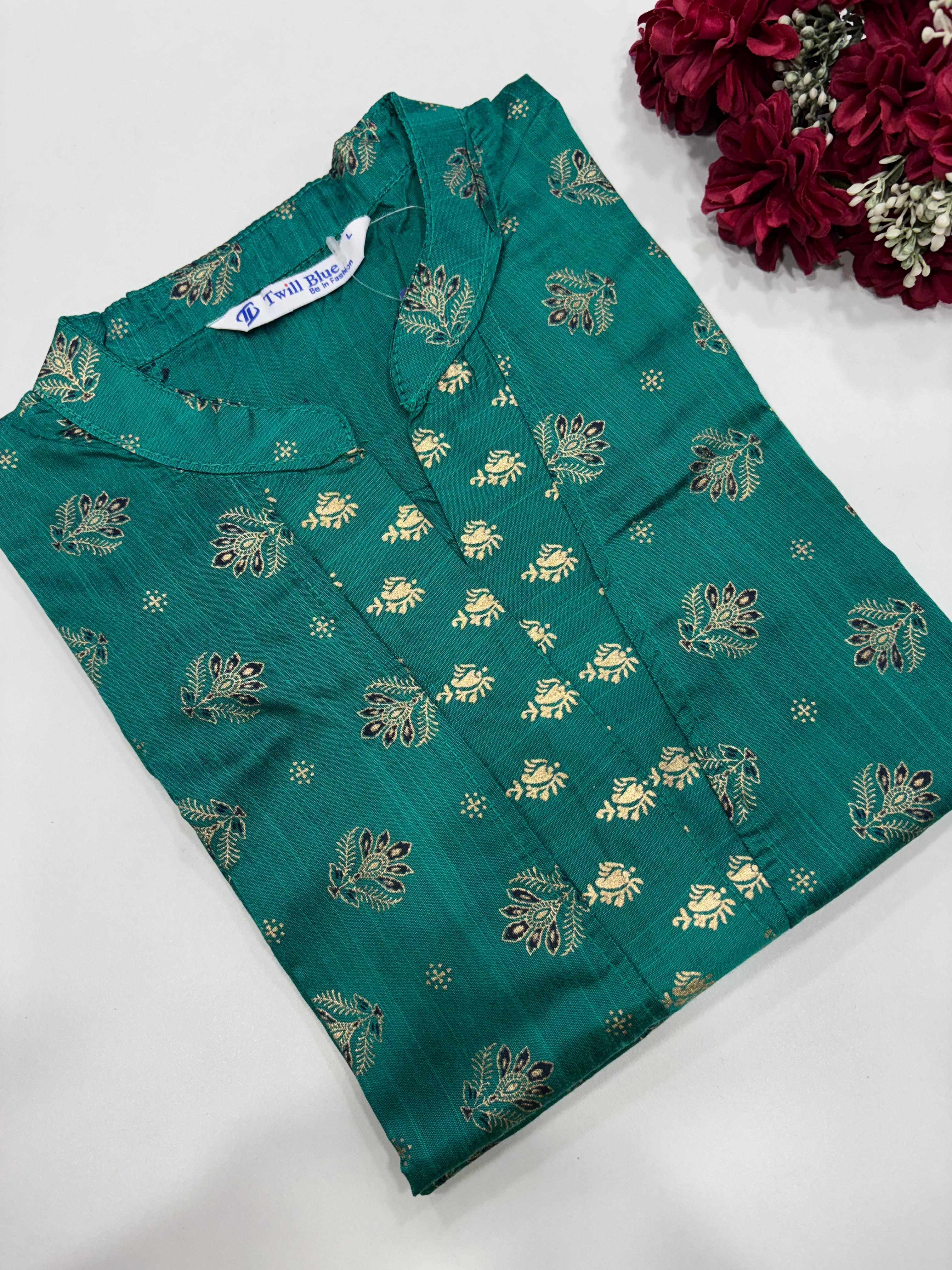SS7670 Festive Silk Printed Kurti