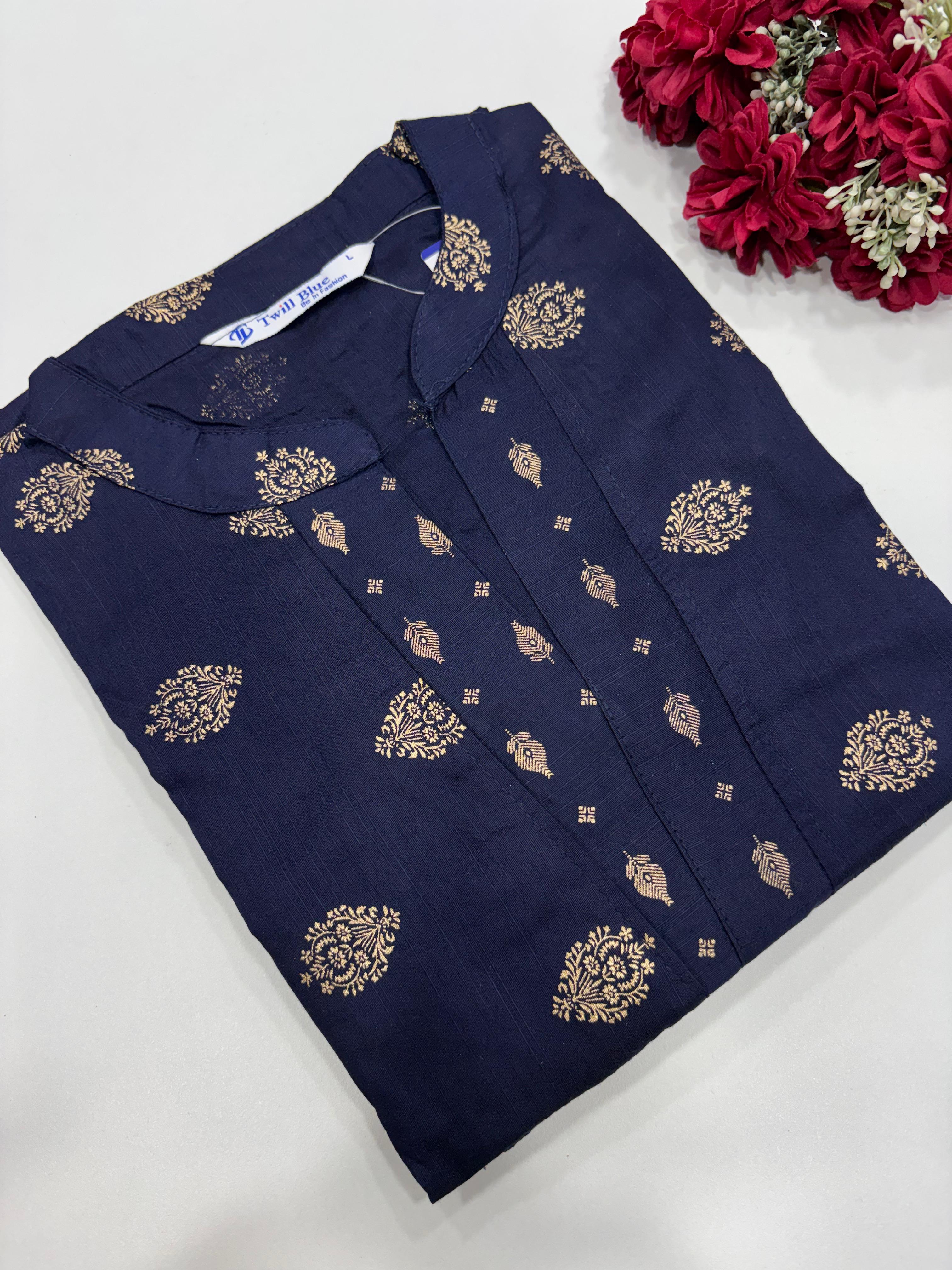 SS7671 Festive Silk Printed Kurti