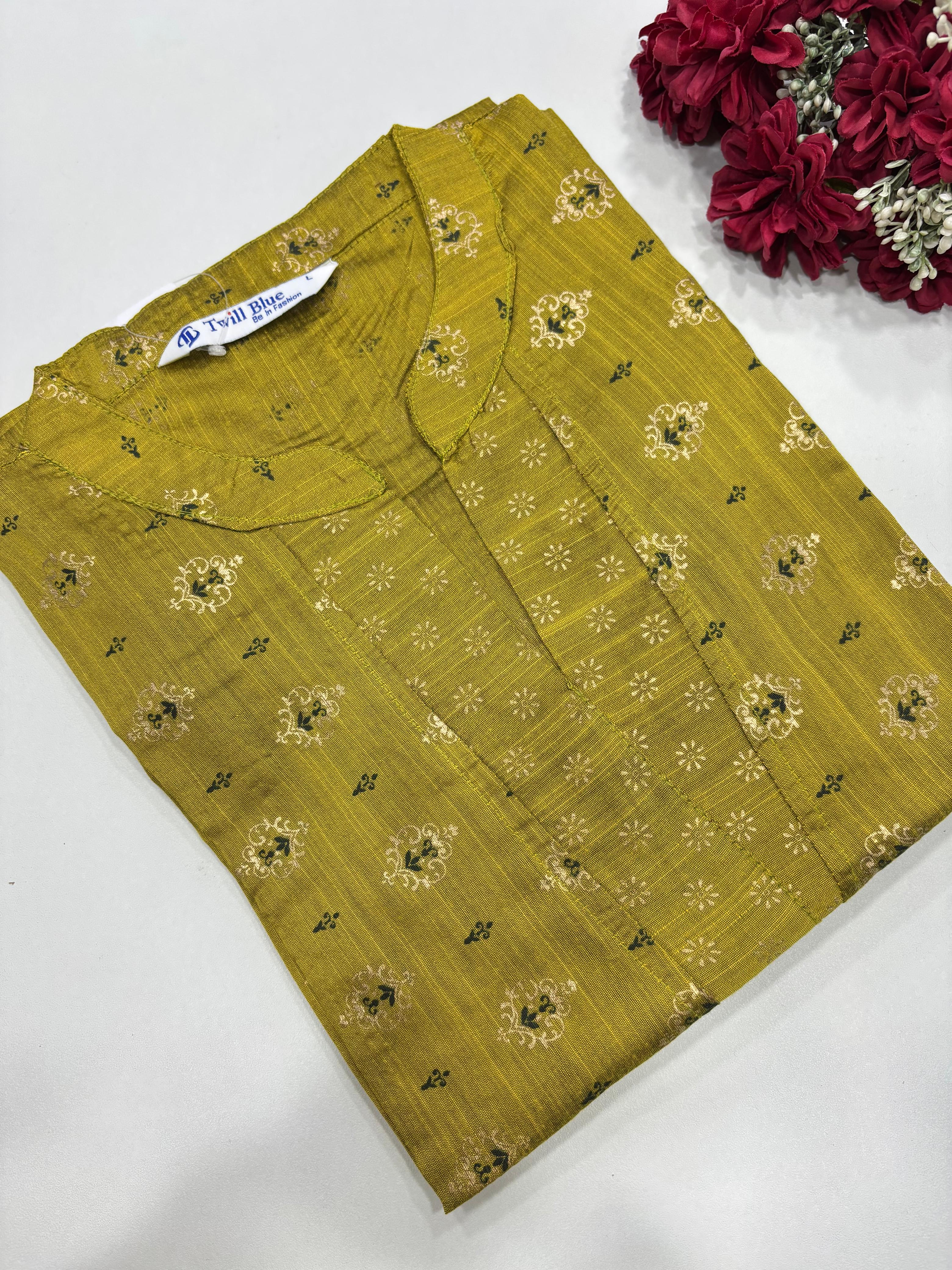 SS7672 Festive Silk Printed Kurti