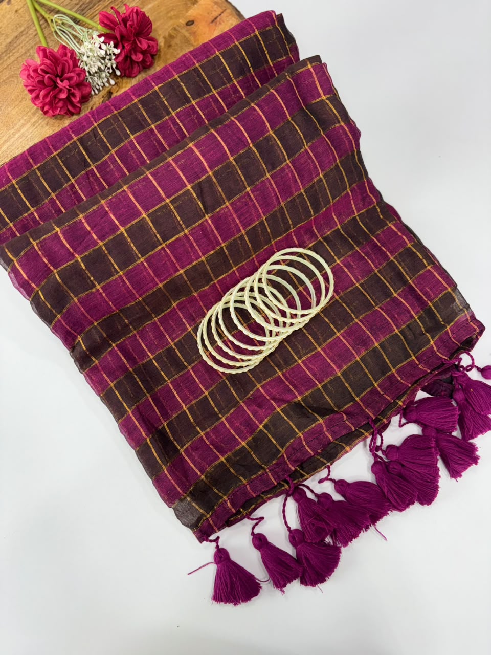SS7707 Premium Mul Cotton Zari Check Saree