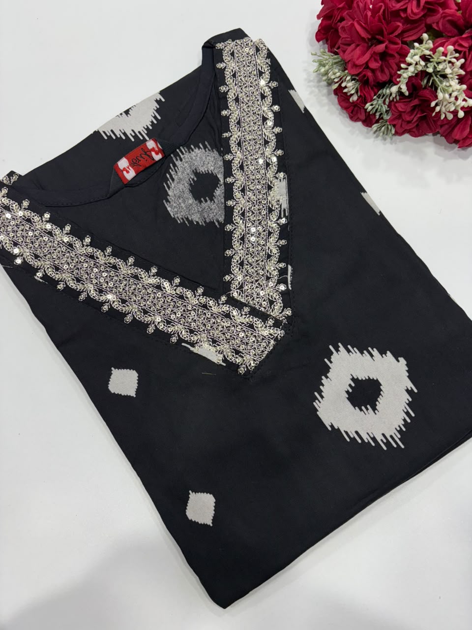 SS7693 Elegant Office Wear Rayon Kurti - Black