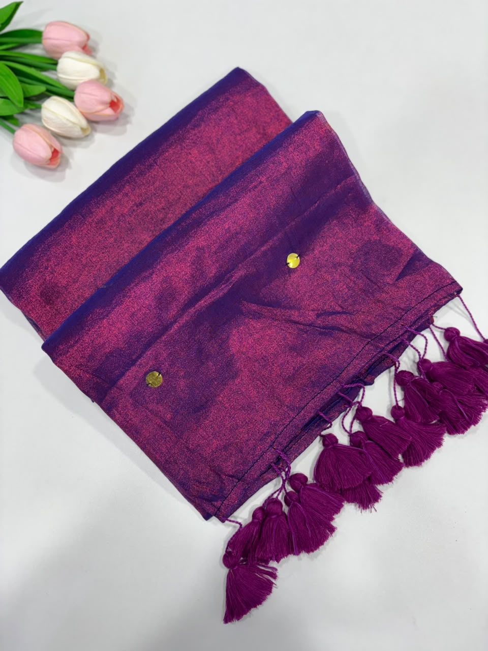 SS7771 Mul Tissue With Gini Work - Magenta Mixed Wine