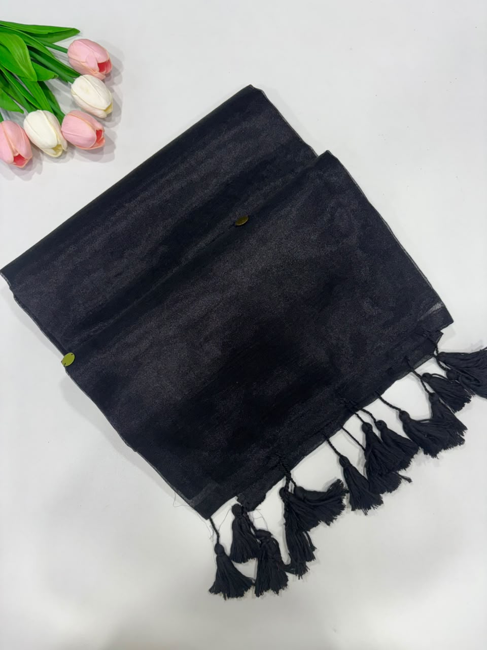 SS7772 Mul Tissue With Gini Work - Black