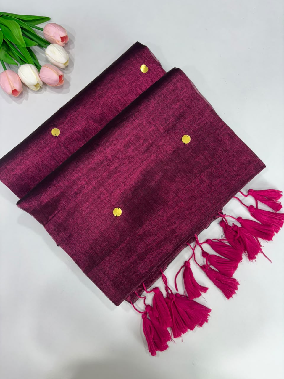 SS7778 Mul Tissue With Gini Work - MAGENTA PINK