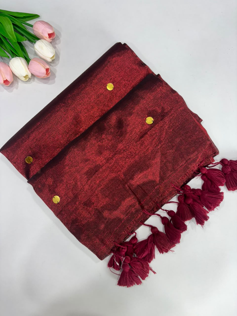SS7781 Mul Tissue With Gini Work - MAROON