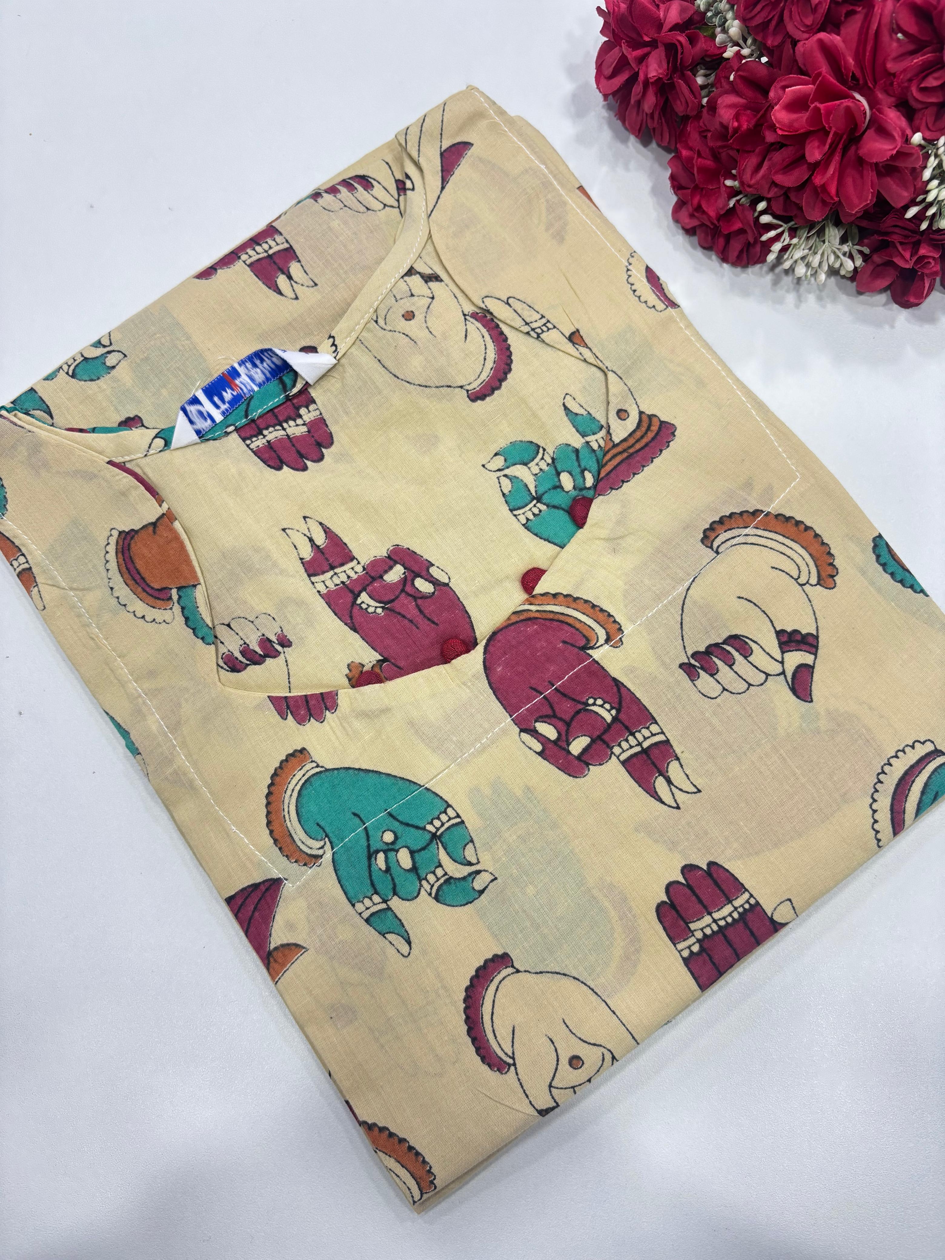 SS7835 Kalamkari Printed Cotton Kurti