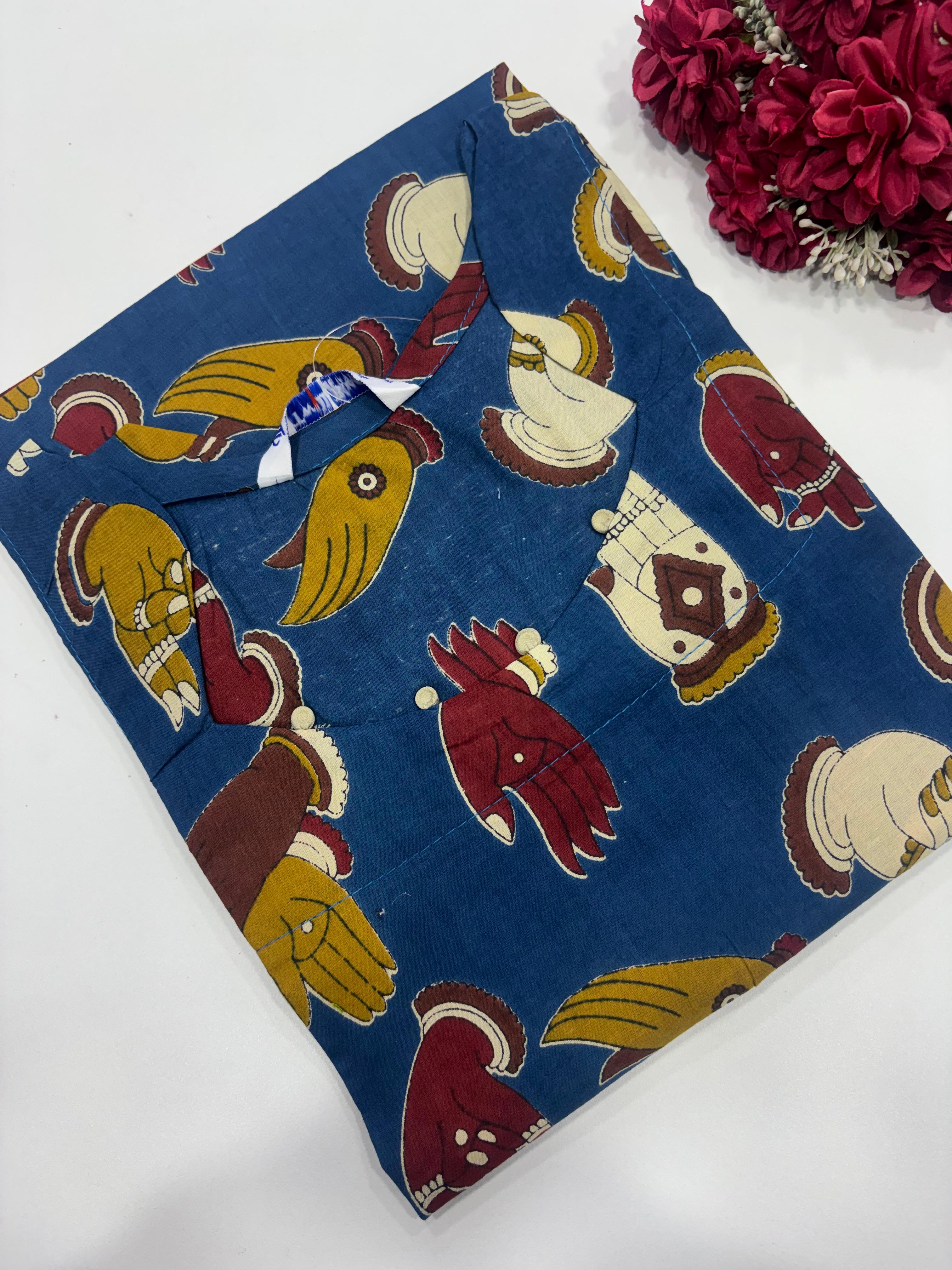 SS7837 Kalamkari Printed Cotton Kurti