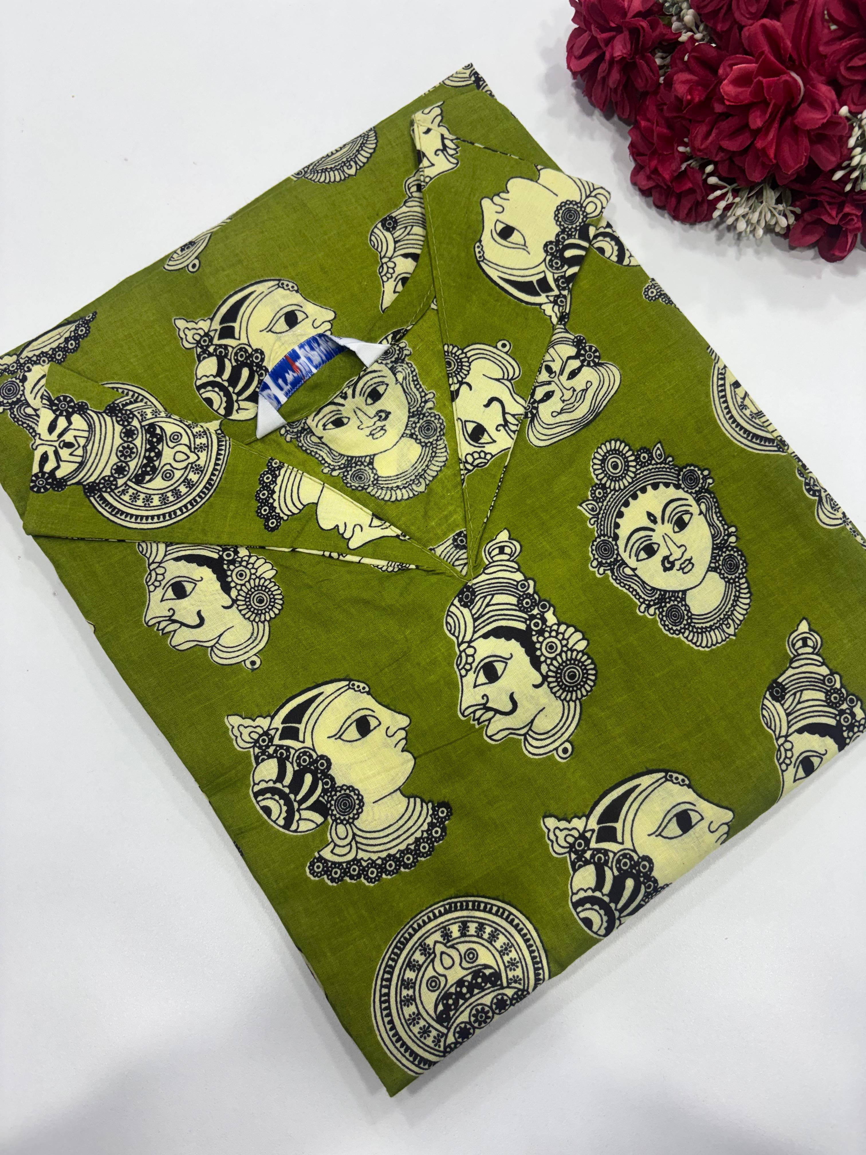 SS7822 Kalamkari Printed Cotton Kurti