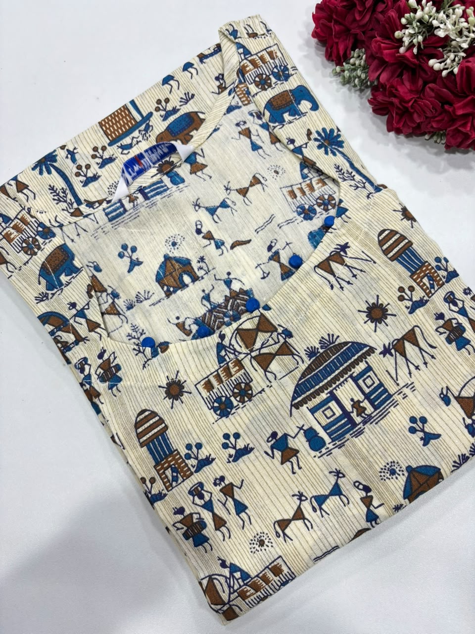SS7832 Kalamkari Printed Cotton Kurti