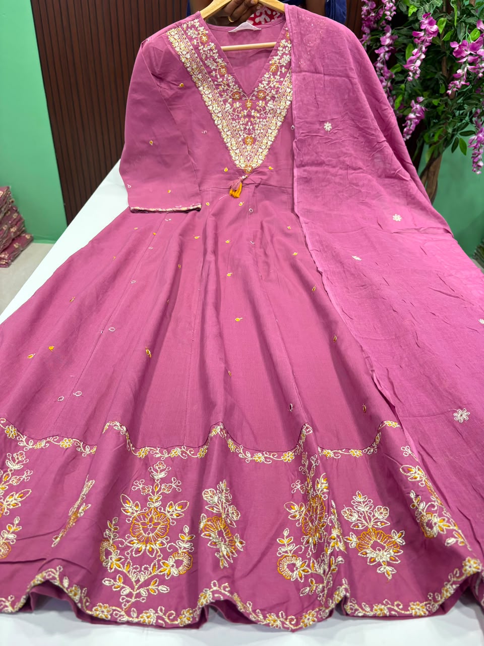 SS7846 V Neck Anarkali with Dupatta Set